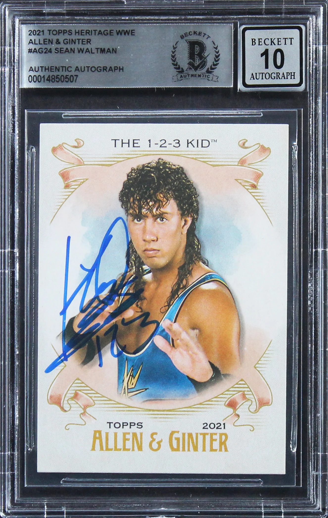 1-2-3 Kid Sean Waltman Signed 2021 Topps WWE A&G #AG24 Card Auto 10! BAS Slabbed - Image 2