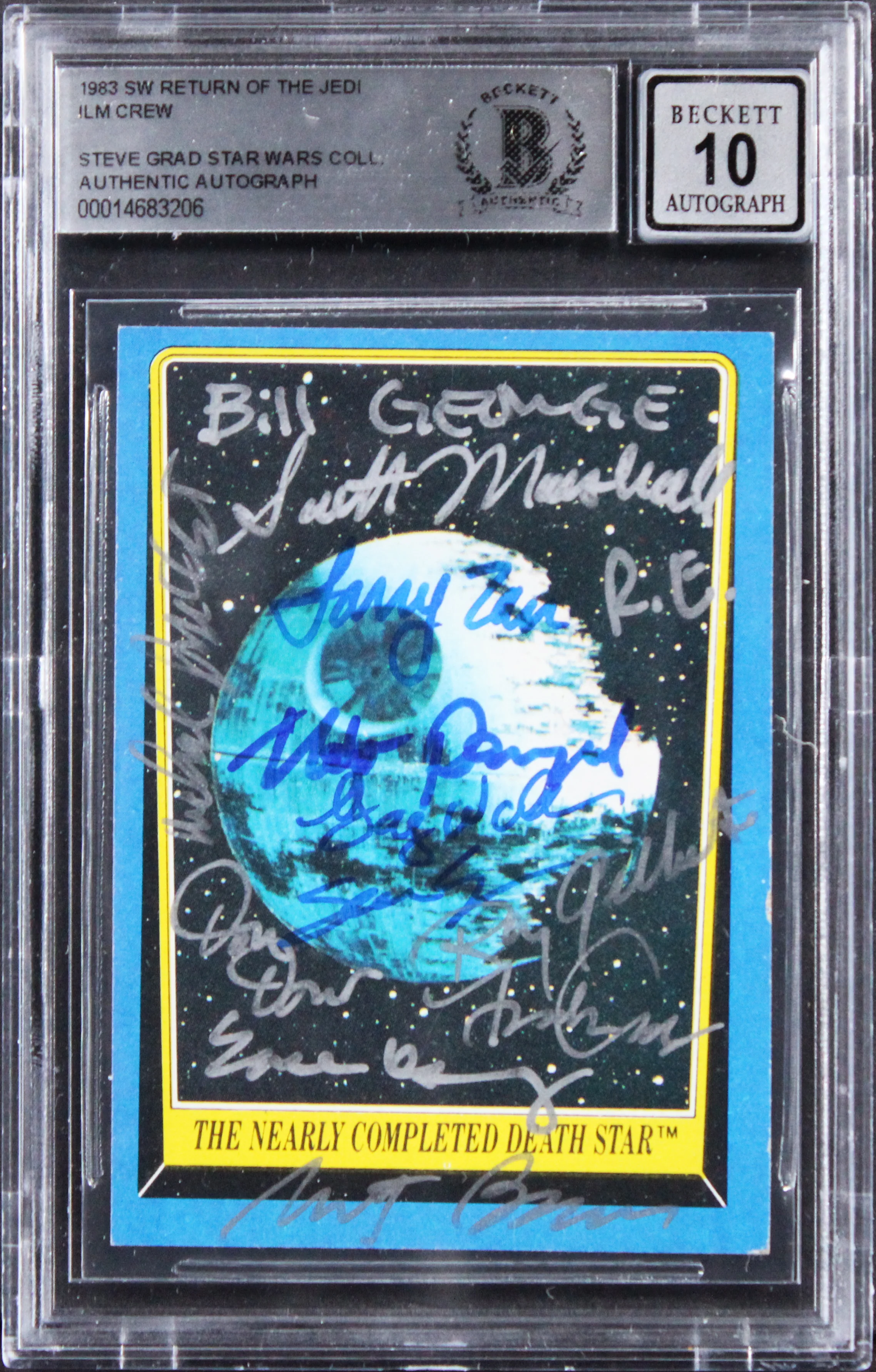(13) George + ILM Crew Signed 1983 Star Wars ROTJ #148 Card Auto 10! BAS Slabbed - Image 2