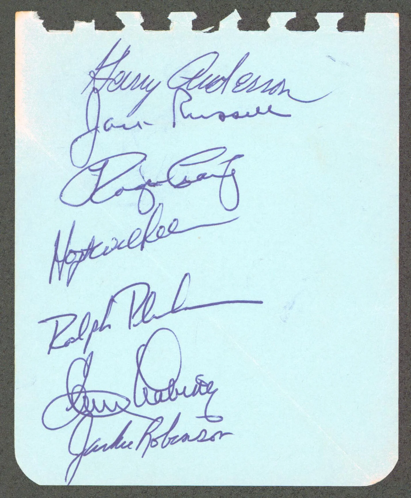 1950s Dodgers Jackie Robinson, Hoyt Wilhelm, +5 Signed Album Page JSA #ZZ21264 - Image 2