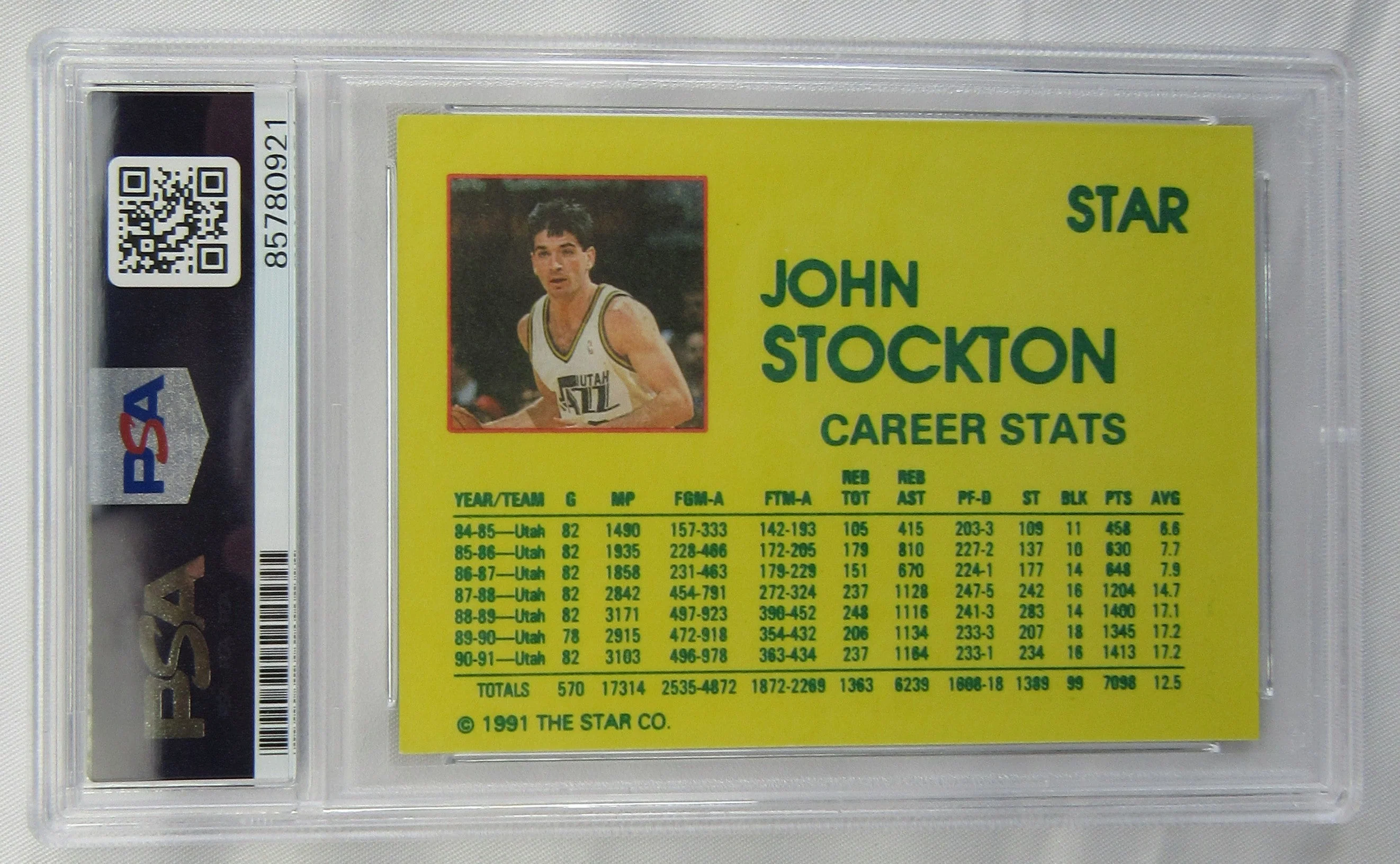 1991 Star John Stockton Signed Auto PSA/DNA Encapsulated Basketball Card - Image 3
