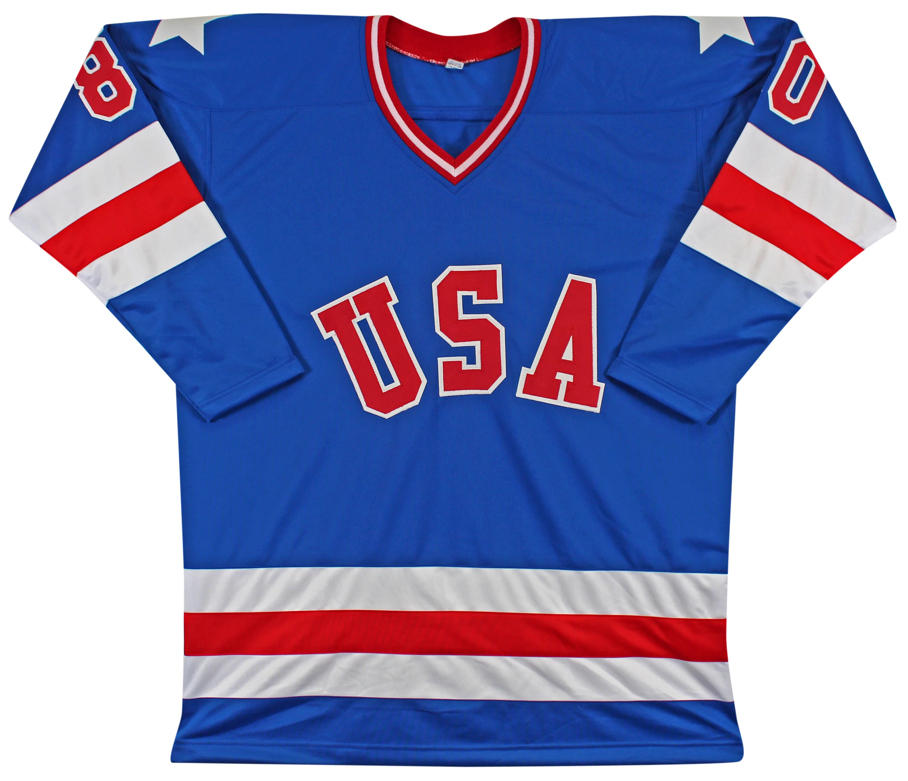 1980 USA Hockey 19 Autos Craig, Eruzione, Broten Signed Blue Jersey BAS Wit 2 - Image 4