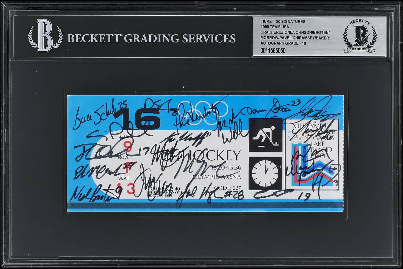 1980 Miracle On Ice USA Hockey (20) Signed Norway Game Ticket Feb16 BAS Auto 10