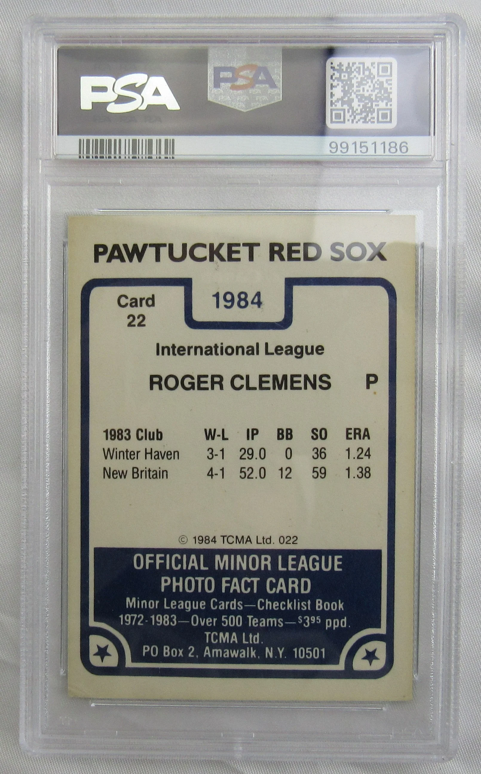Roger Clemens Signed Auto 1984 TCMA Baseball Card PSA Encapsulated - Image 3