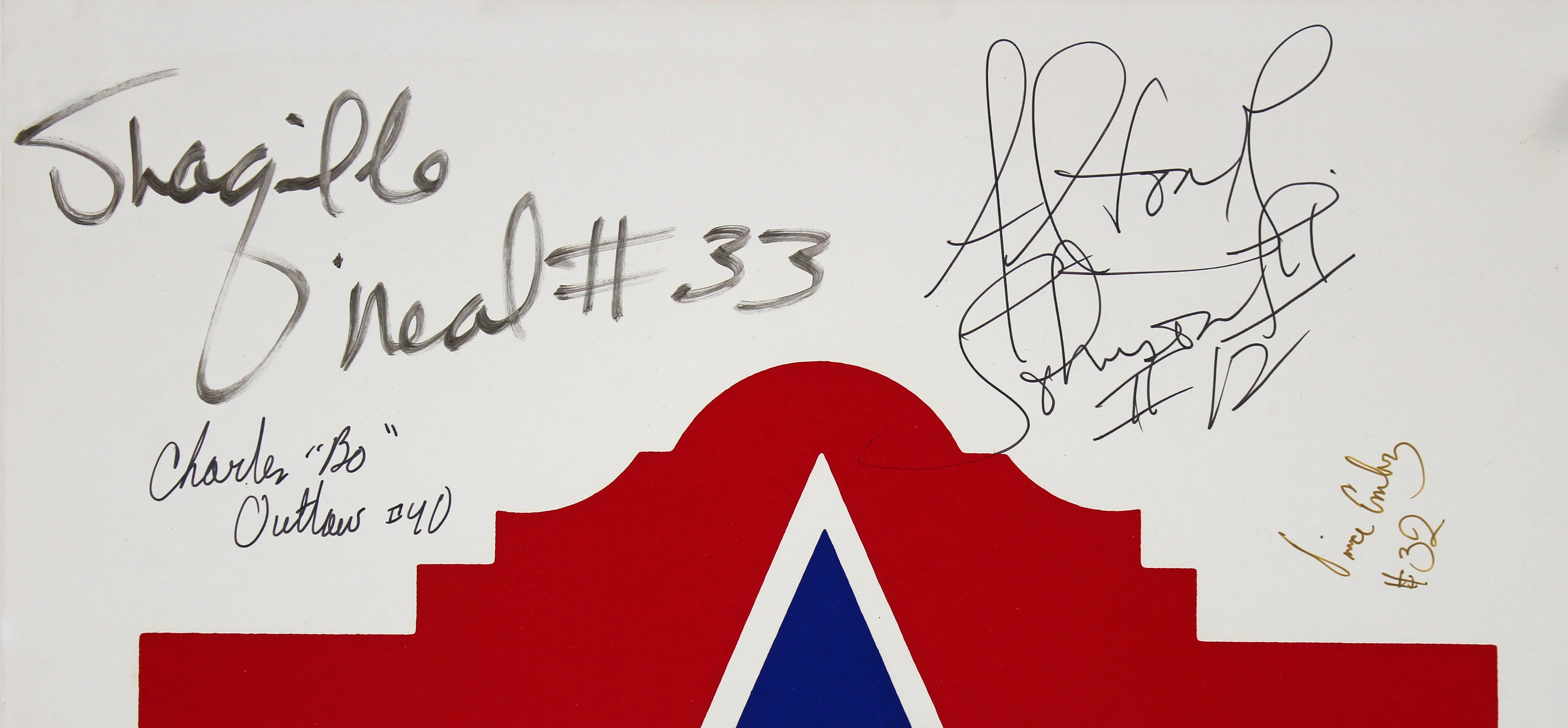 1989 AAU National Champion Shaquille O'Neal, Bo Outlaw Signed 14x22 Poster BAS - Image 3