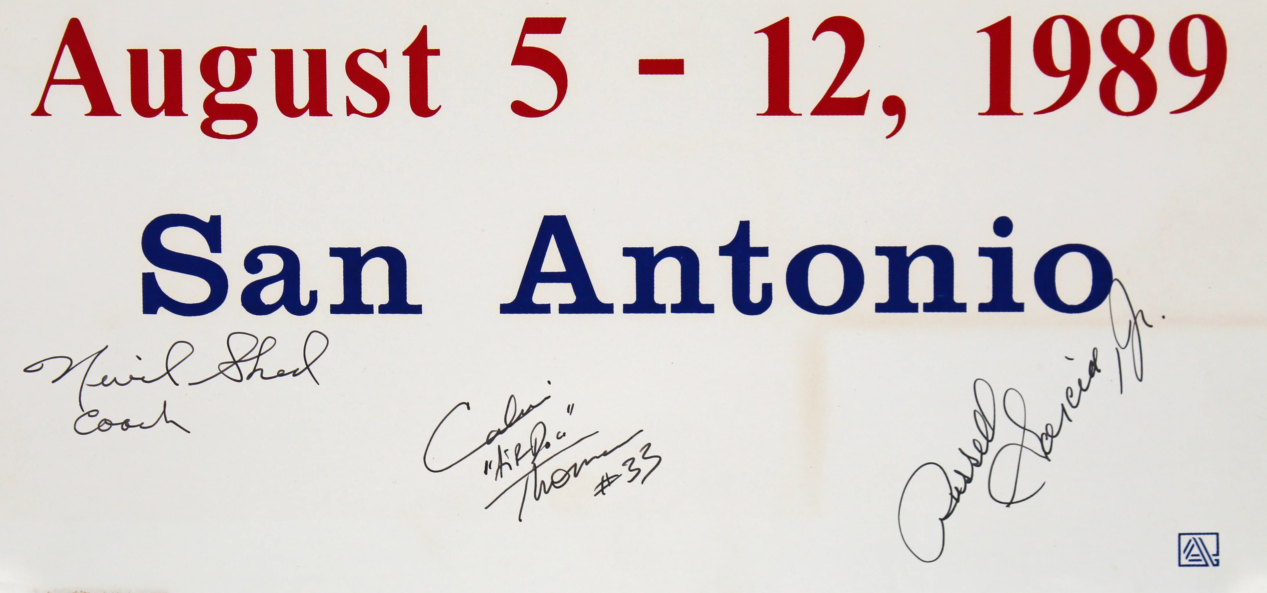 1989 AAU National Champion Shaquille O'Neal, Bo Outlaw Signed 14x22 Poster BAS - Image 4