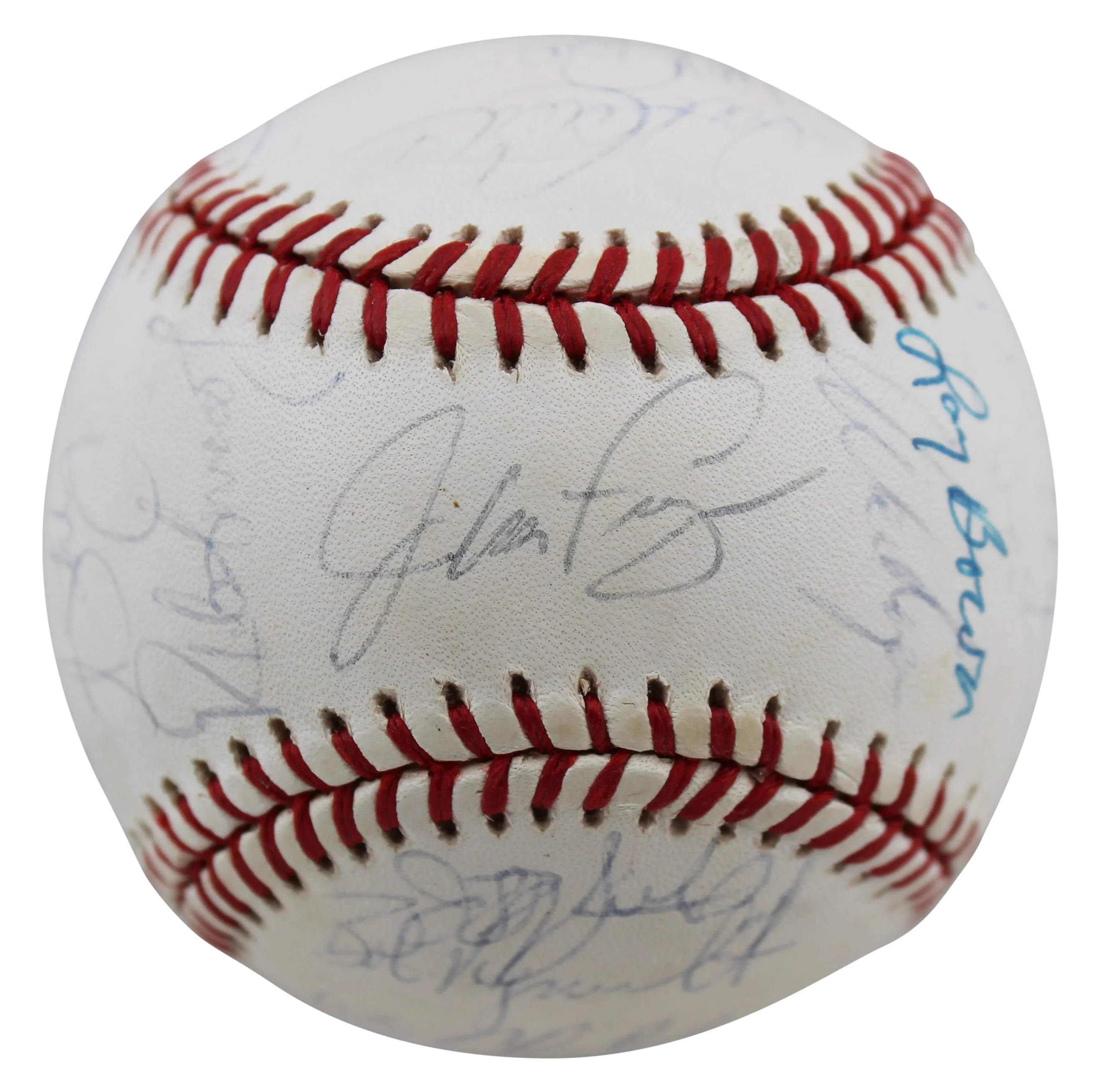 1992 (26) Phillies Fregosi, Podres & Hollins Signed Oal Baseball BAS #AA03194 - Image 2