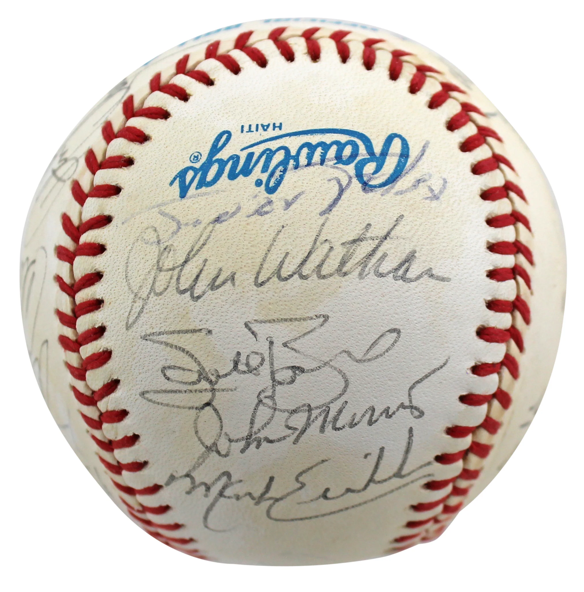 1992 Angels (24) Gaetti, Abbott, Macha +21 Signed Oal Baseball BAS #AB92943 - Image 3