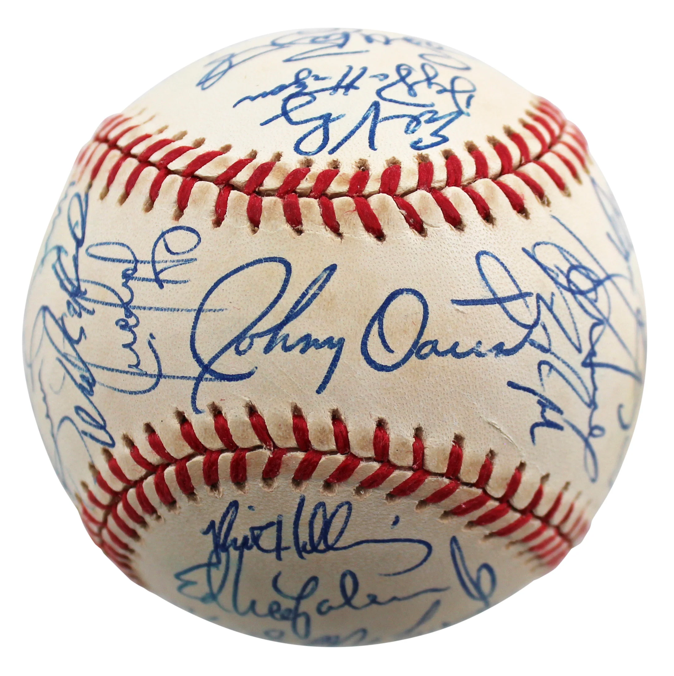 1997 Rangers (33) Rodriguez, Clark, Gonzalez Signed Oal Baseball BAS #AC01909 - Image 3