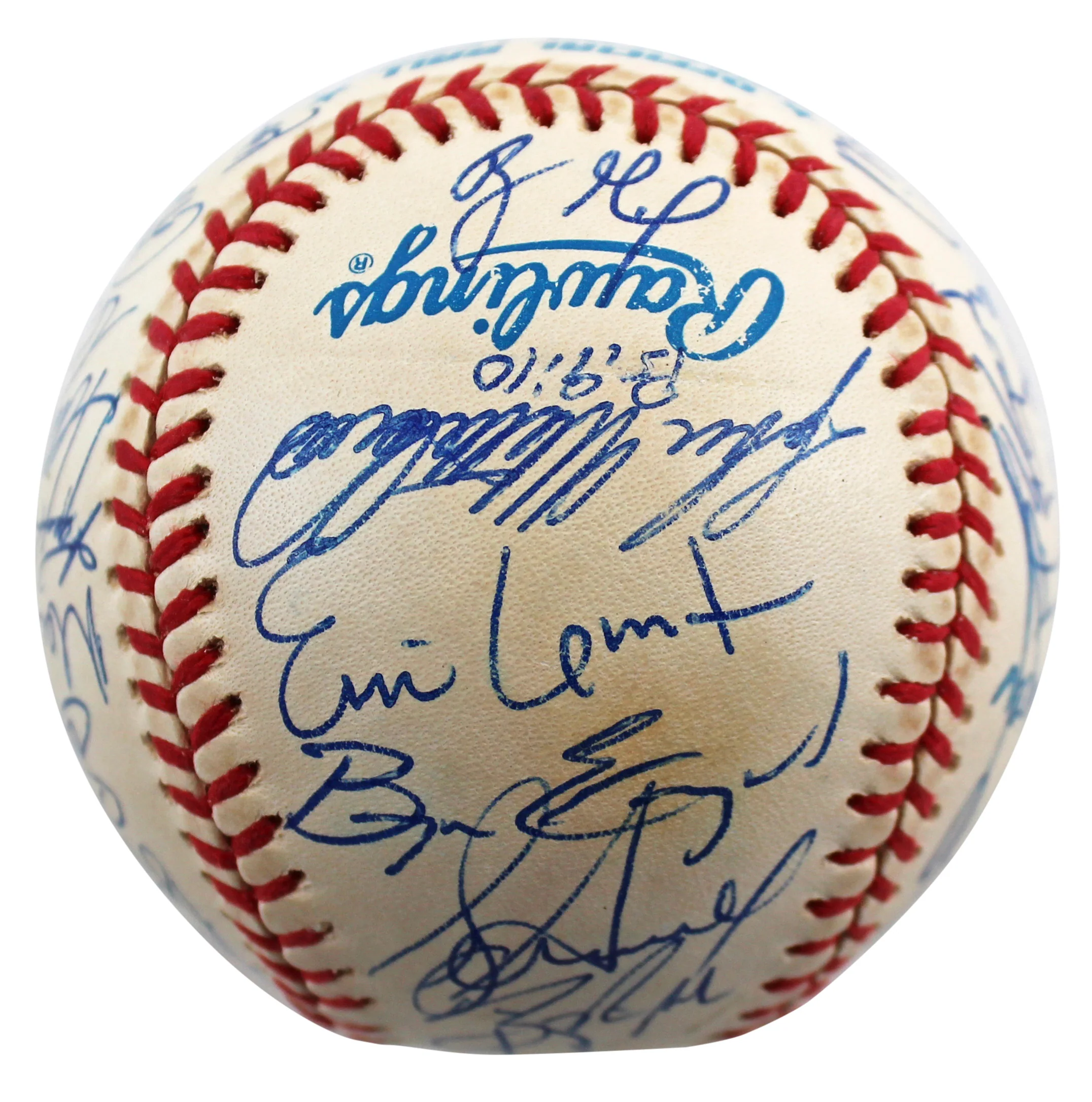 1997 Rangers (33) Rodriguez, Clark, Gonzalez Signed Oal Baseball BAS #AC01909 - Image 4
