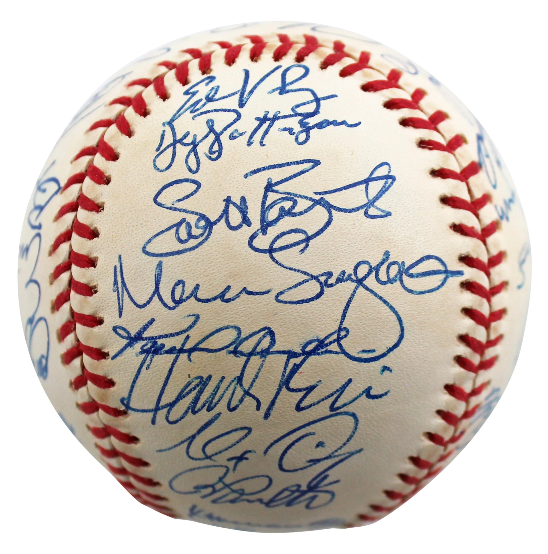 1997 Rangers (33) Rodriguez, Clark, Gonzalez Signed Oal Baseball BAS #AC01909 - Image 6