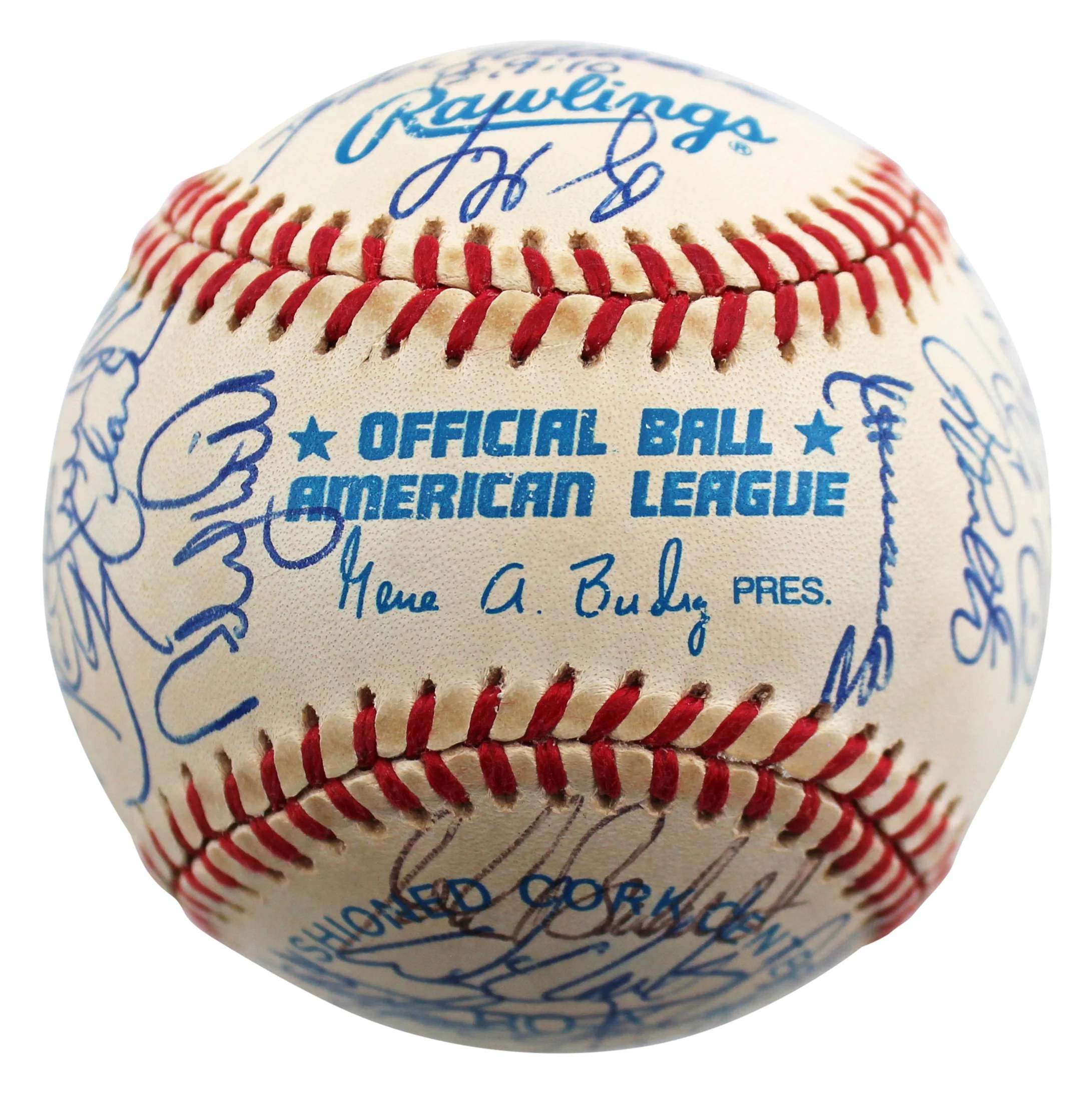 1997 Rangers (33) Rodriguez, Clark, Gonzalez Signed Oal Baseball BAS #AC01909 - Image 7
