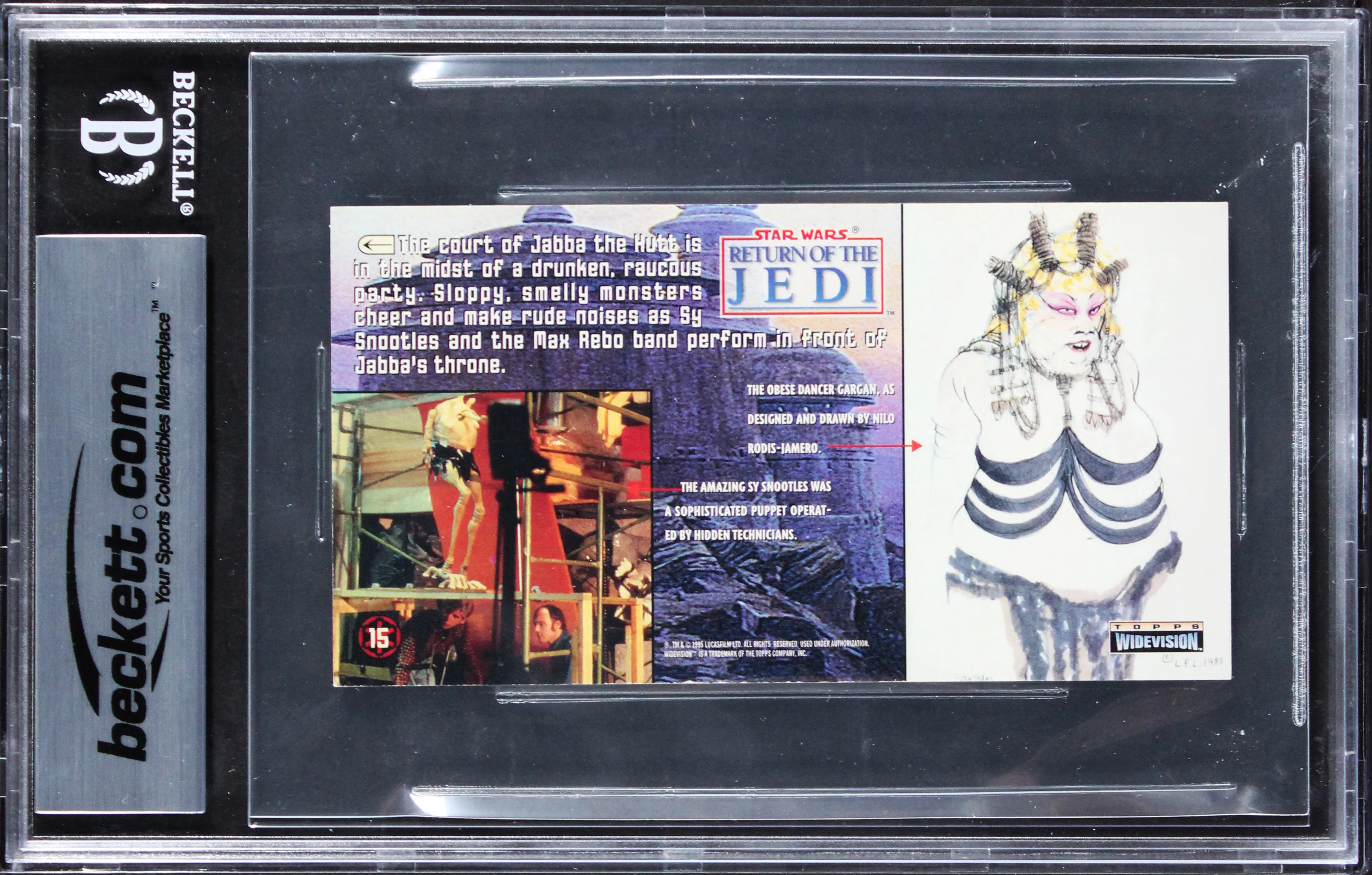 (2) Carter & Williamson Signed 1996 Star Wars ROTJ #15 Card Auto 10! BAS Slabbed - Image 3