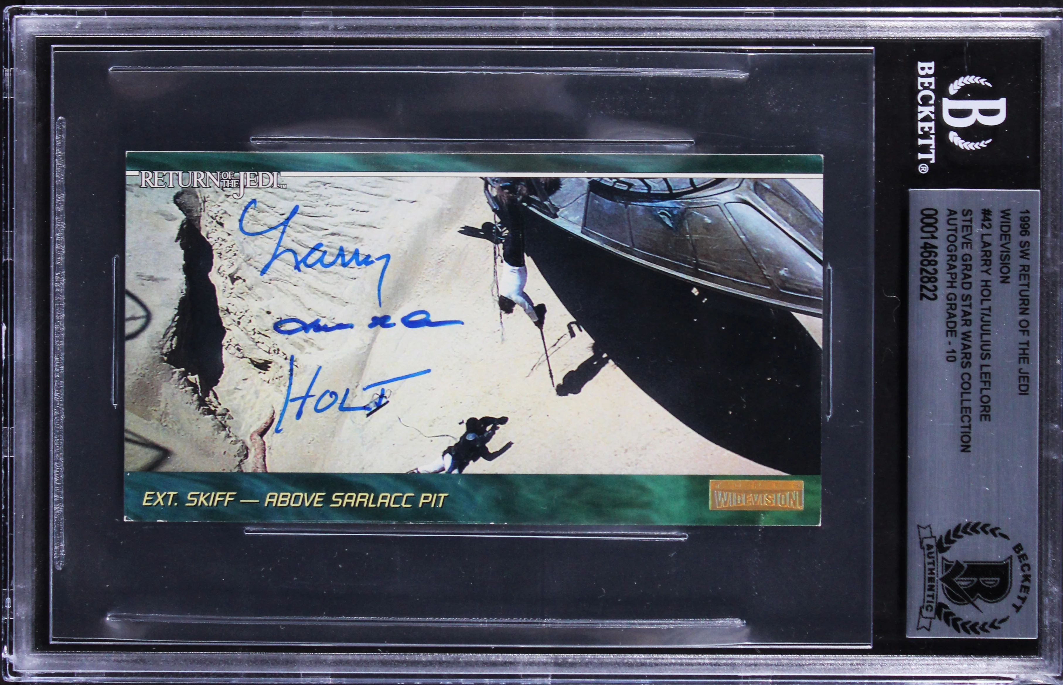 (2) Holt +1 Signed 1996 Star Wars ROTJ Widevision #42 Card Auto 10! BAS Slabbed - Image 2