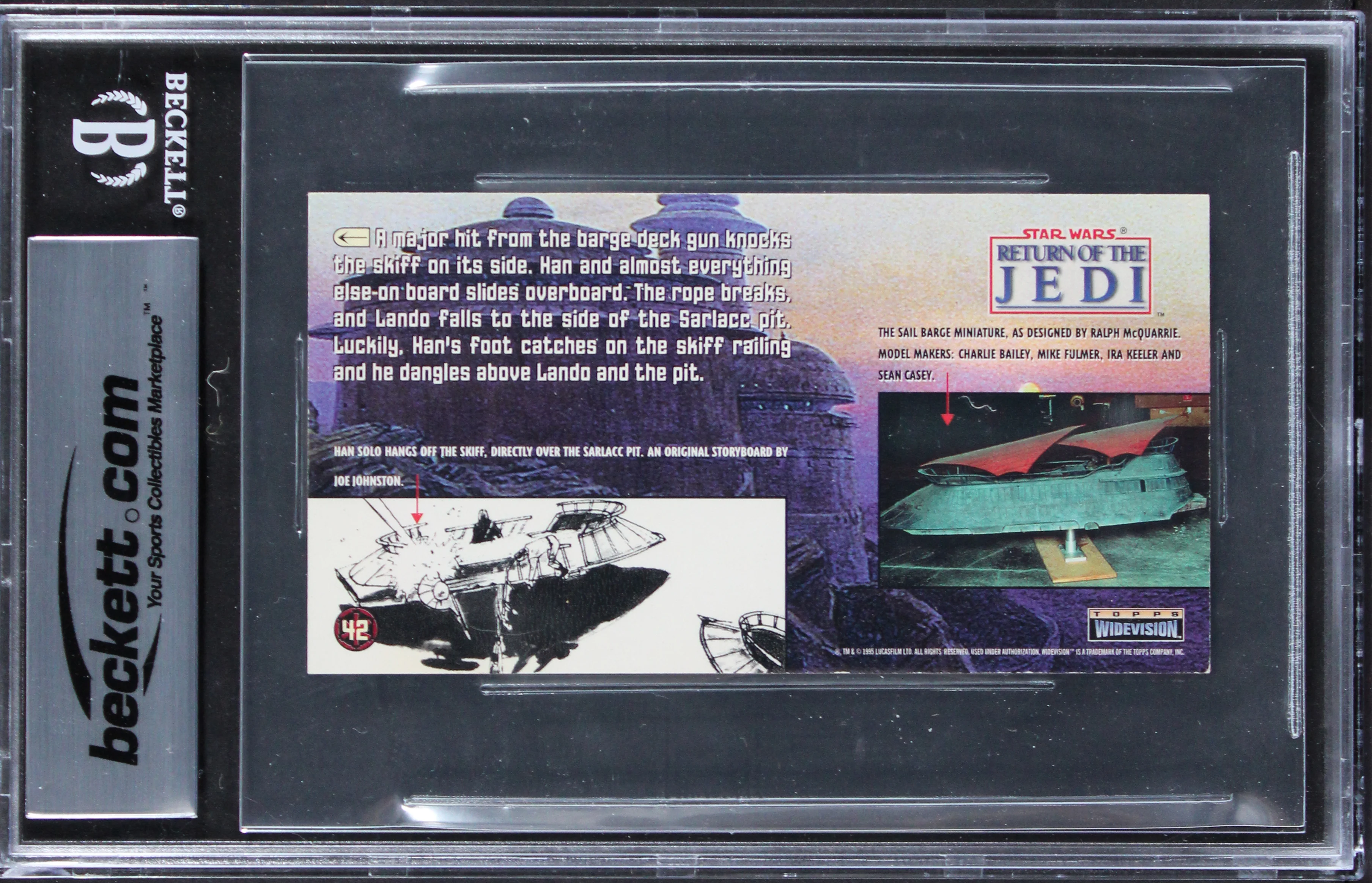 (2) Holt +1 Signed 1996 Star Wars ROTJ Widevision #42 Card Auto 10! BAS Slabbed - Image 3