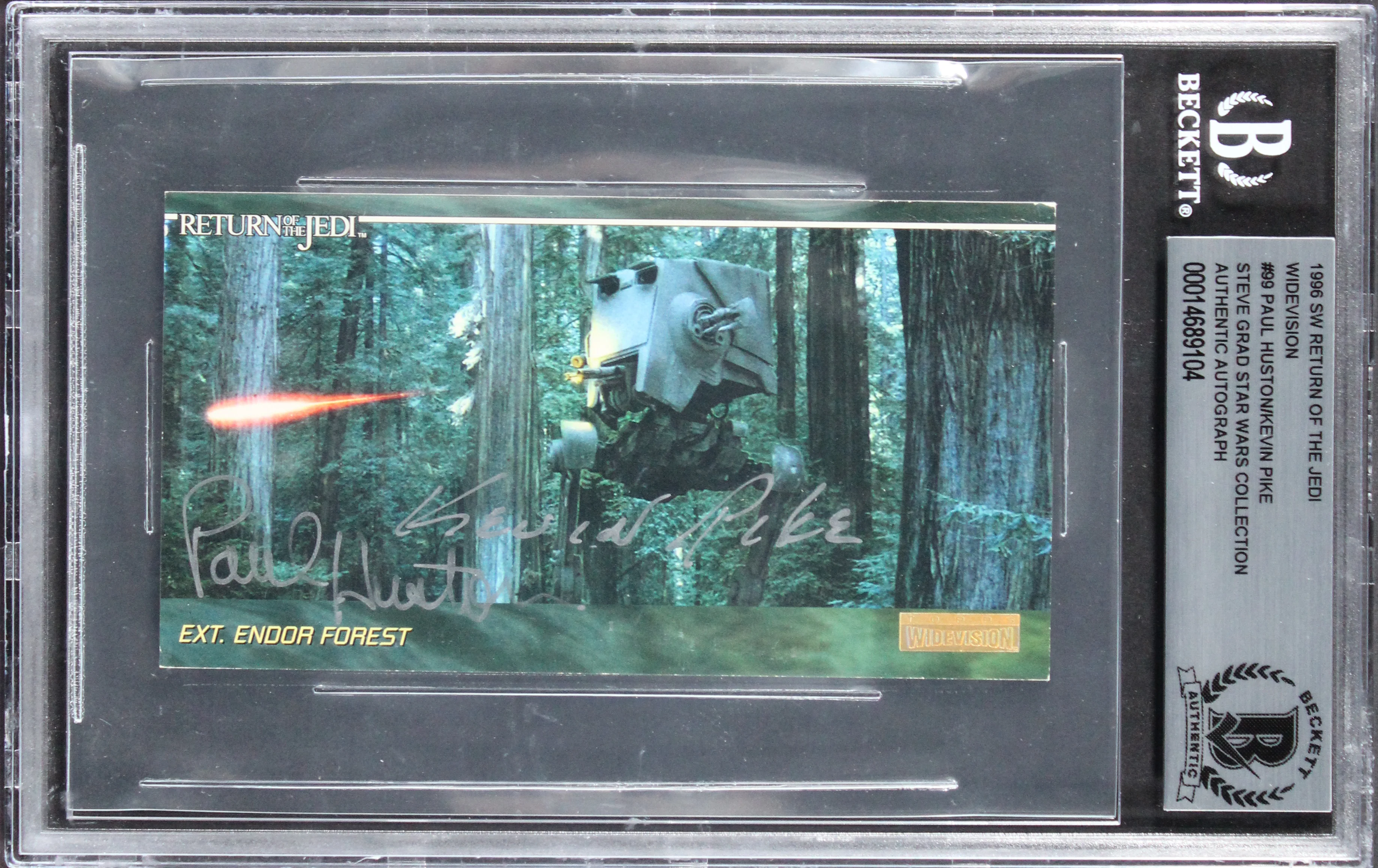 (2) Huston & Pike Signed 1996 Star Wars ROTJ Widevision #99 Card BAS Slabbed - Image 2