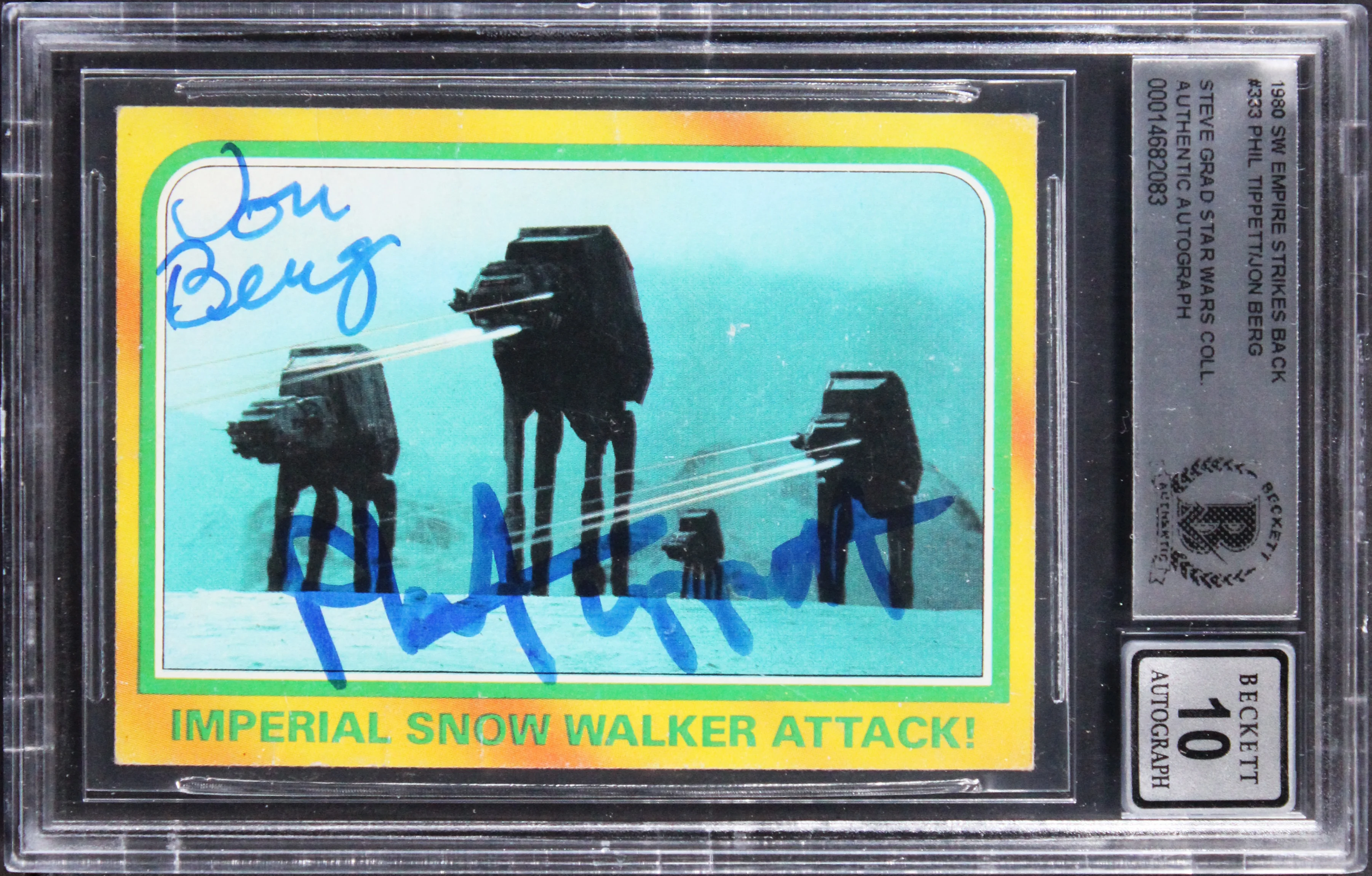 (2) Tippett & Berg Signed 1980 Star Wars ESB #333 Card Auto GM 10! BAS Slabbed - Image 2