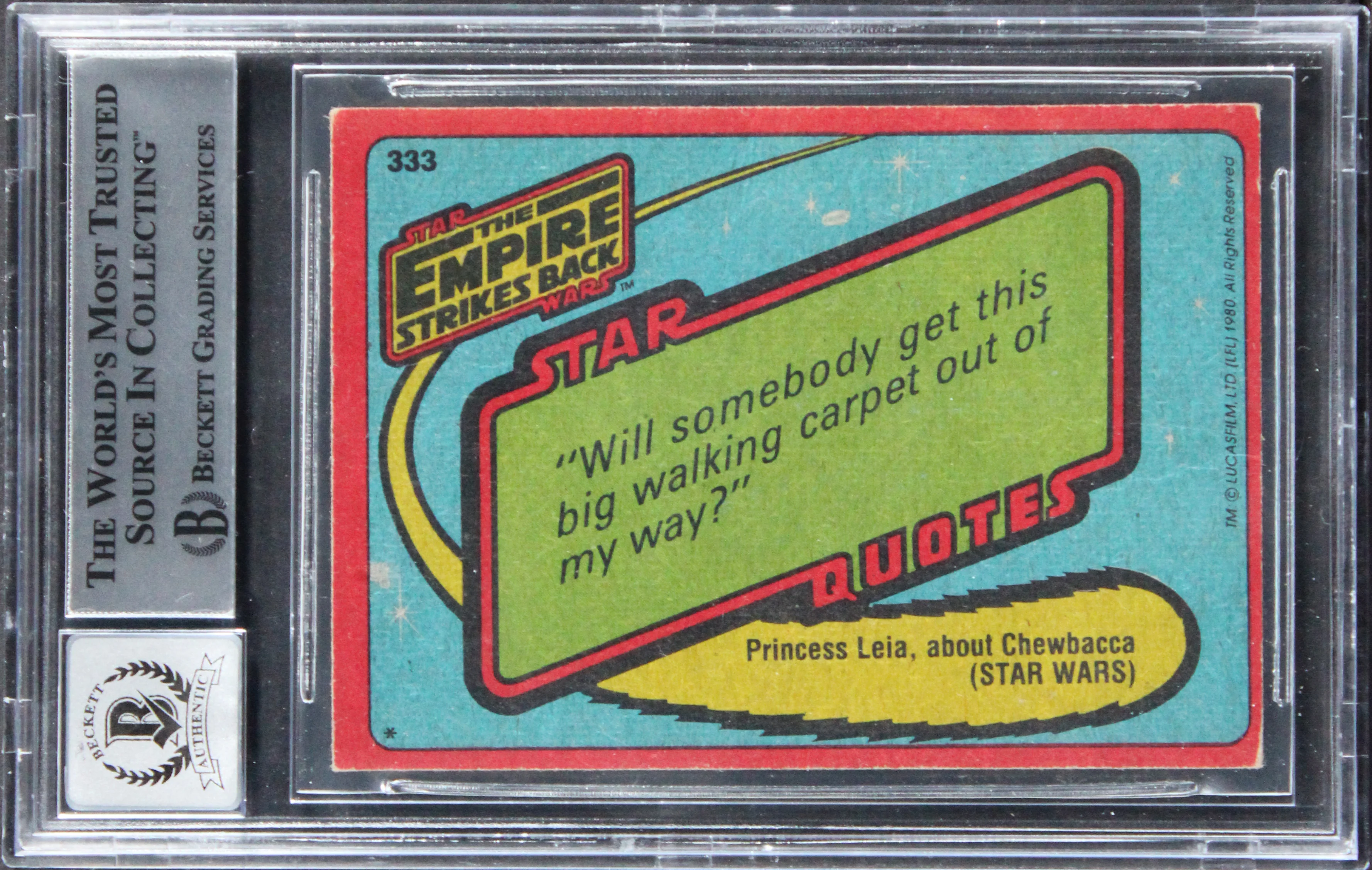 (2) Tippett & Berg Signed 1980 Star Wars ESB #333 Card Auto GM 10! BAS Slabbed - Image 3