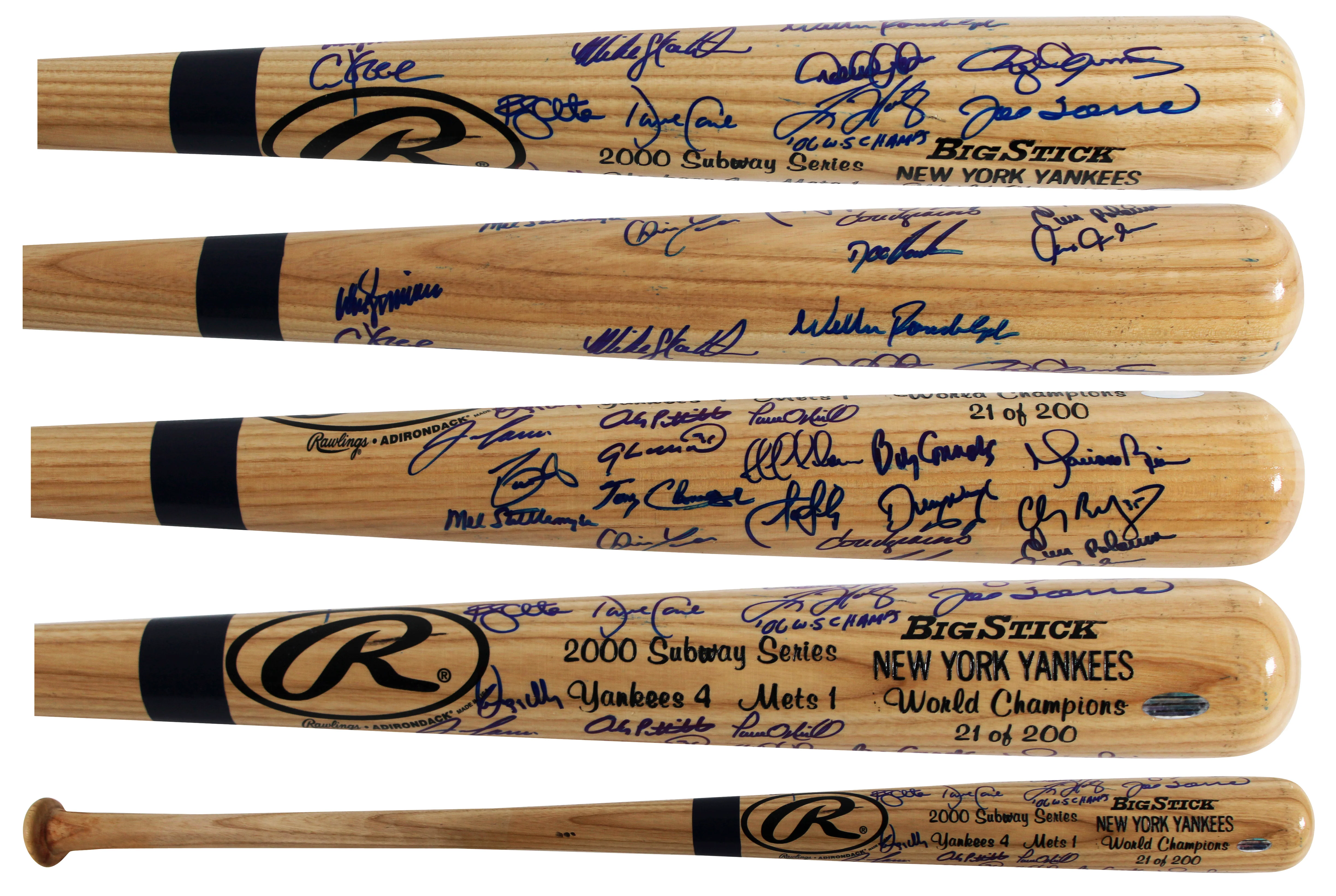 2000 Yankees (29) Torre, Jeter, Rivera, Clemens Signed Baseball Bat BAS #AE64485 - Image 2