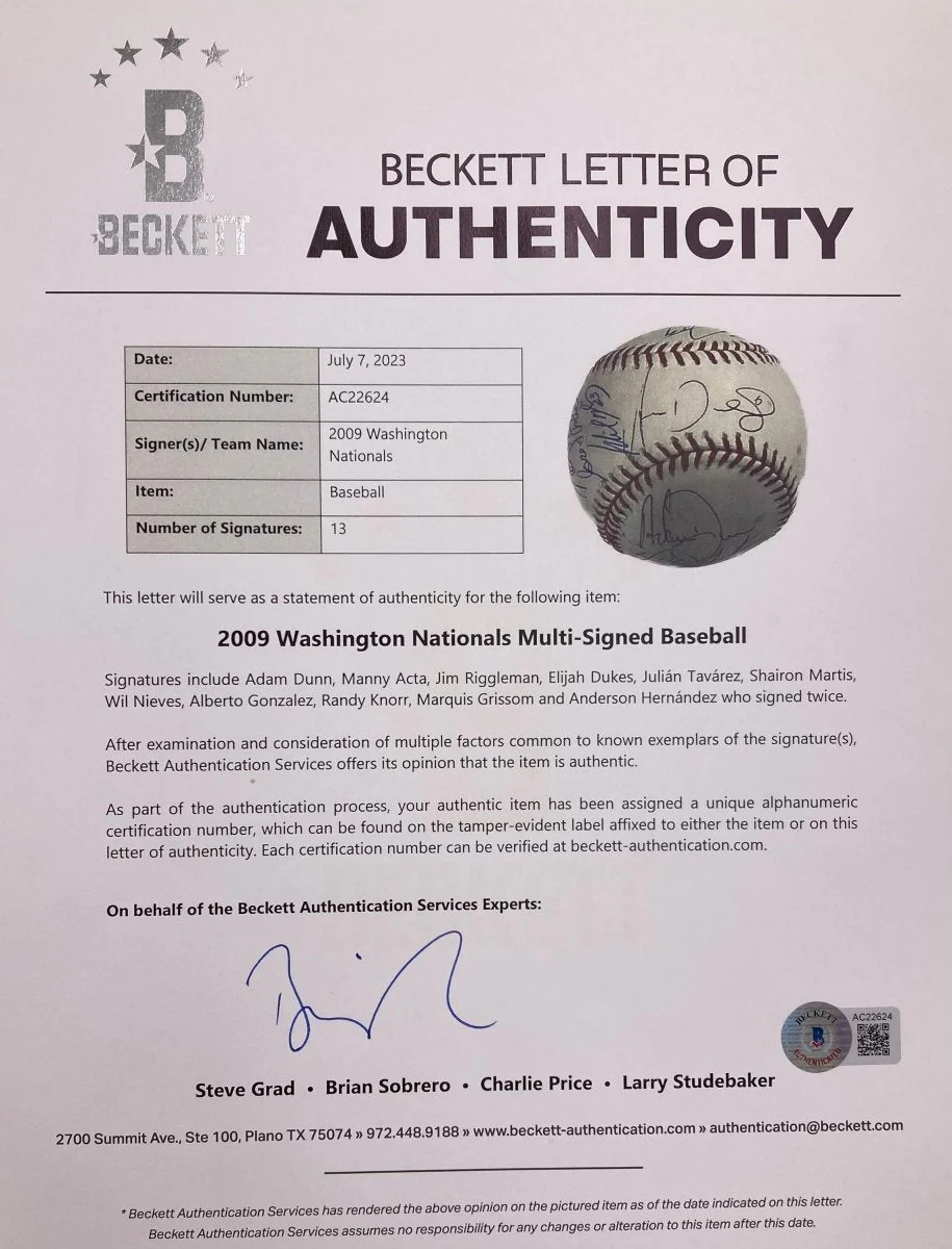 2009 Washington Nationals (13) Signed Official MLB Baseball BAS - Image 7