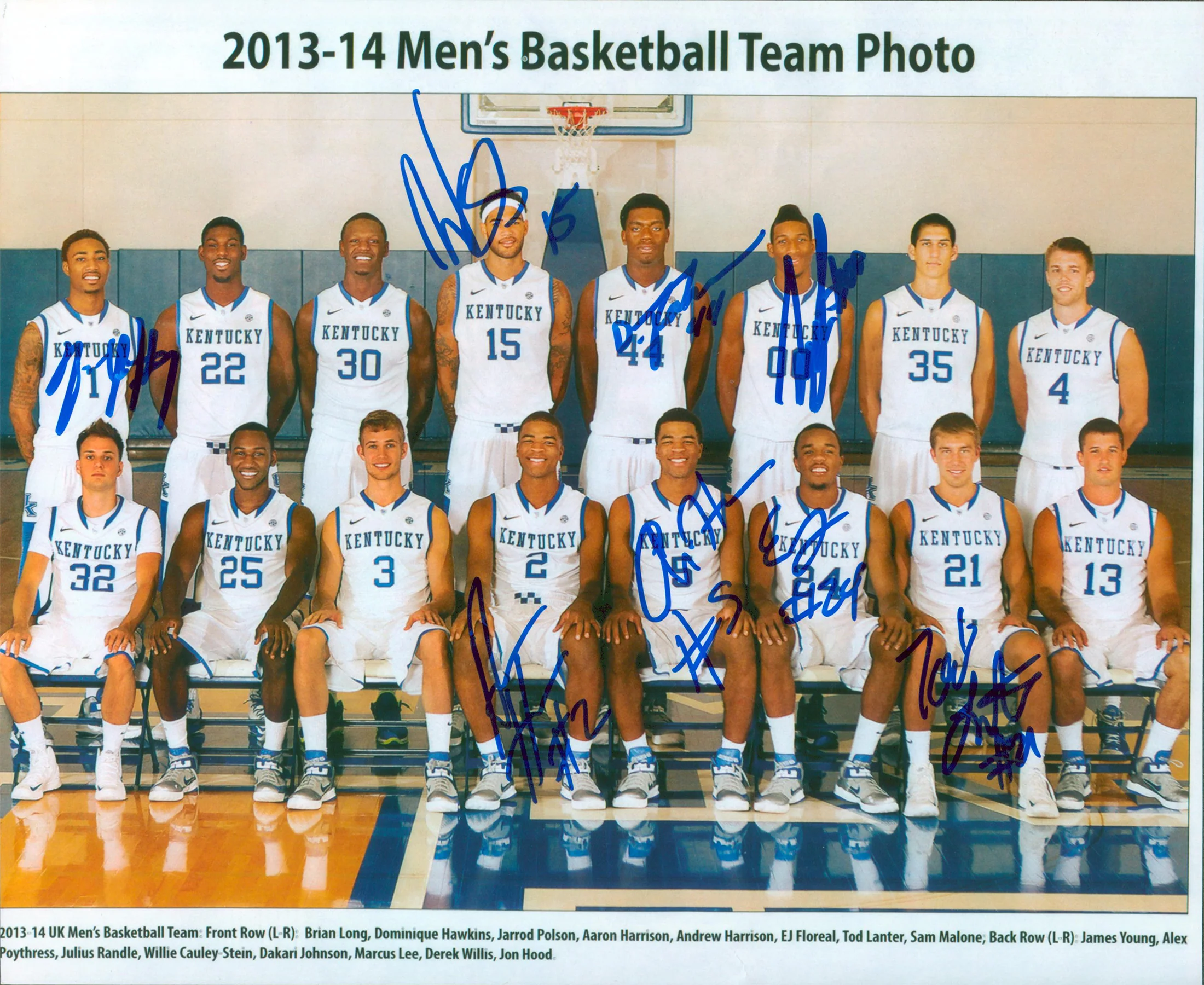 2013-14 Kentucky (8) Cauley-Stein, Johnson +6 Signed 8x10 Photo BAS #AB77938 - Image 2