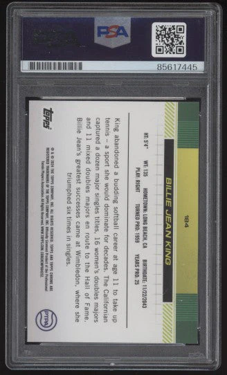 2024 Topps Chrome Sapphire Billie Jean King #184 Green /125 PSA/DNA Authentic Auto - Image 2