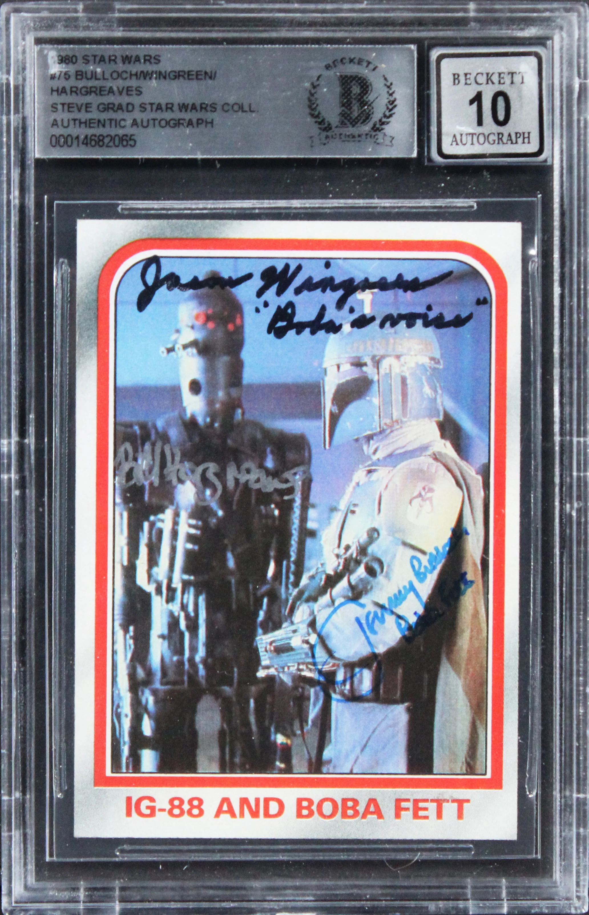 (3) Bulloch, Wingreen +1 Signed 1980 Star Wars ESB #252 Card Auto 10! BAS Slab - Image 2