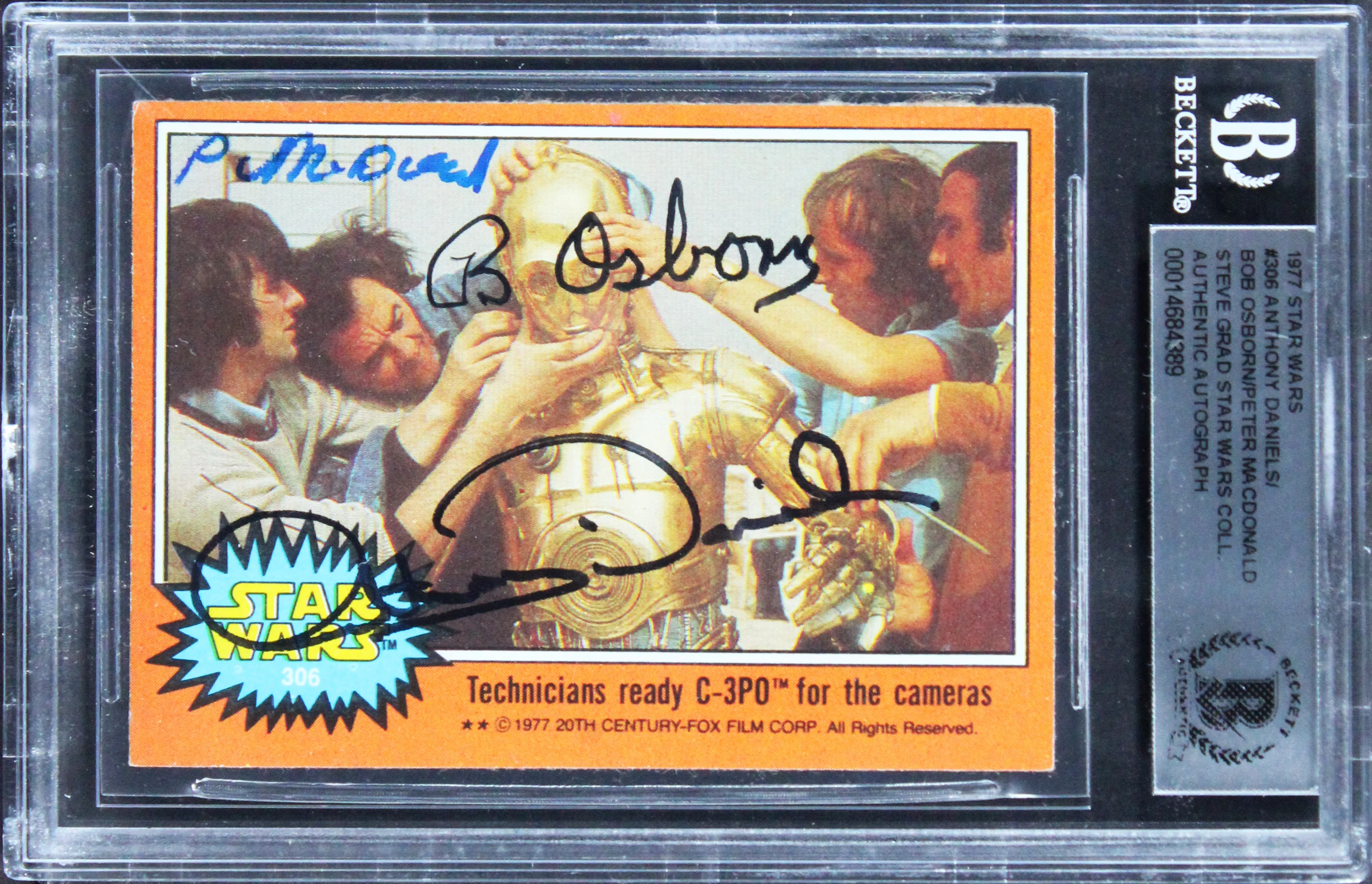 (3) Daniels, Osborn & MacDonald Signed 1977 Star Wars #75 Card BAS Slabbed - Image 2