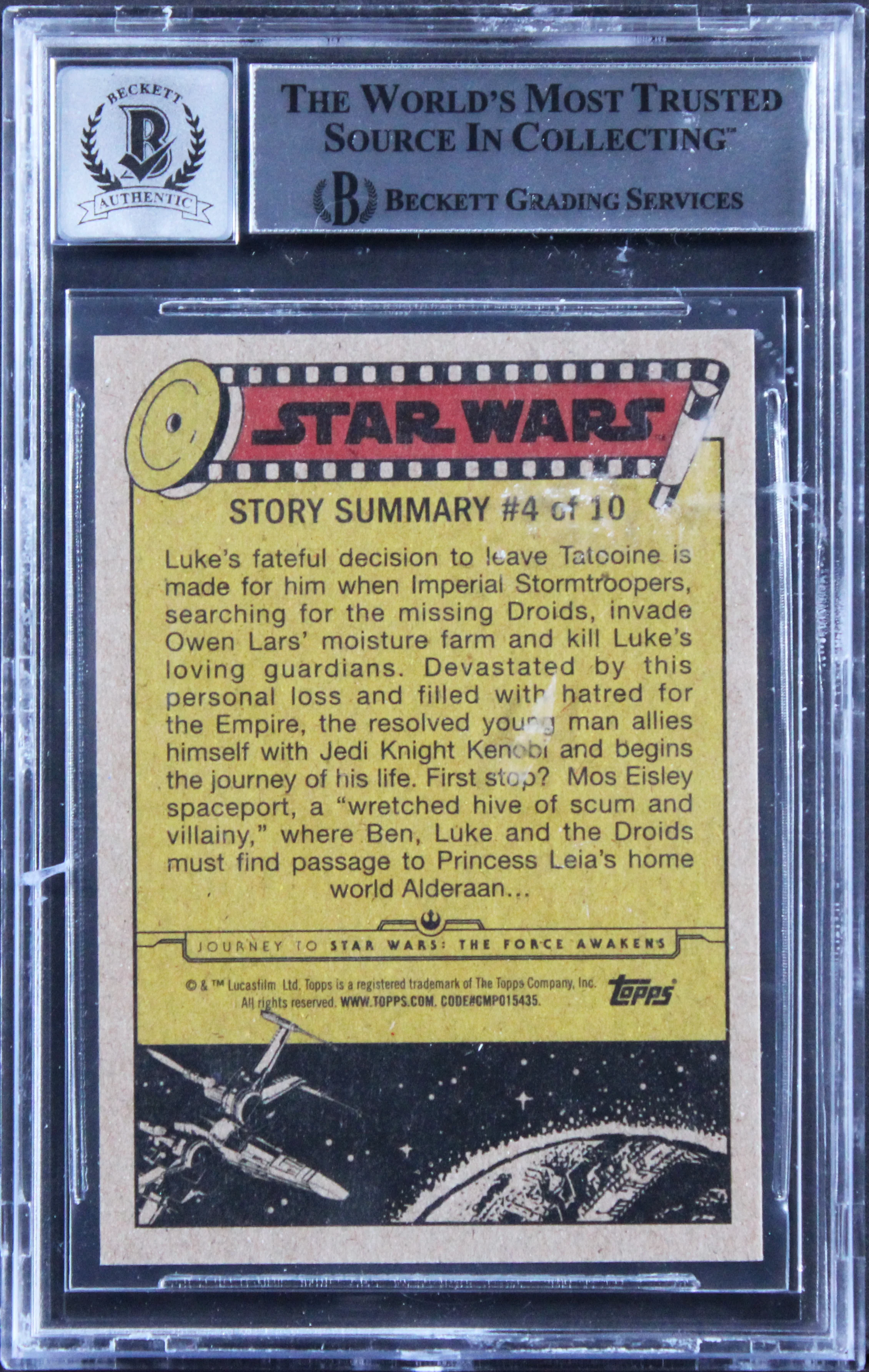 (3) Donaldson +2 "Jawa" Signed 2015 Star Wars JTTFA #24 Card Auto 10 BAS Slab - Image 3