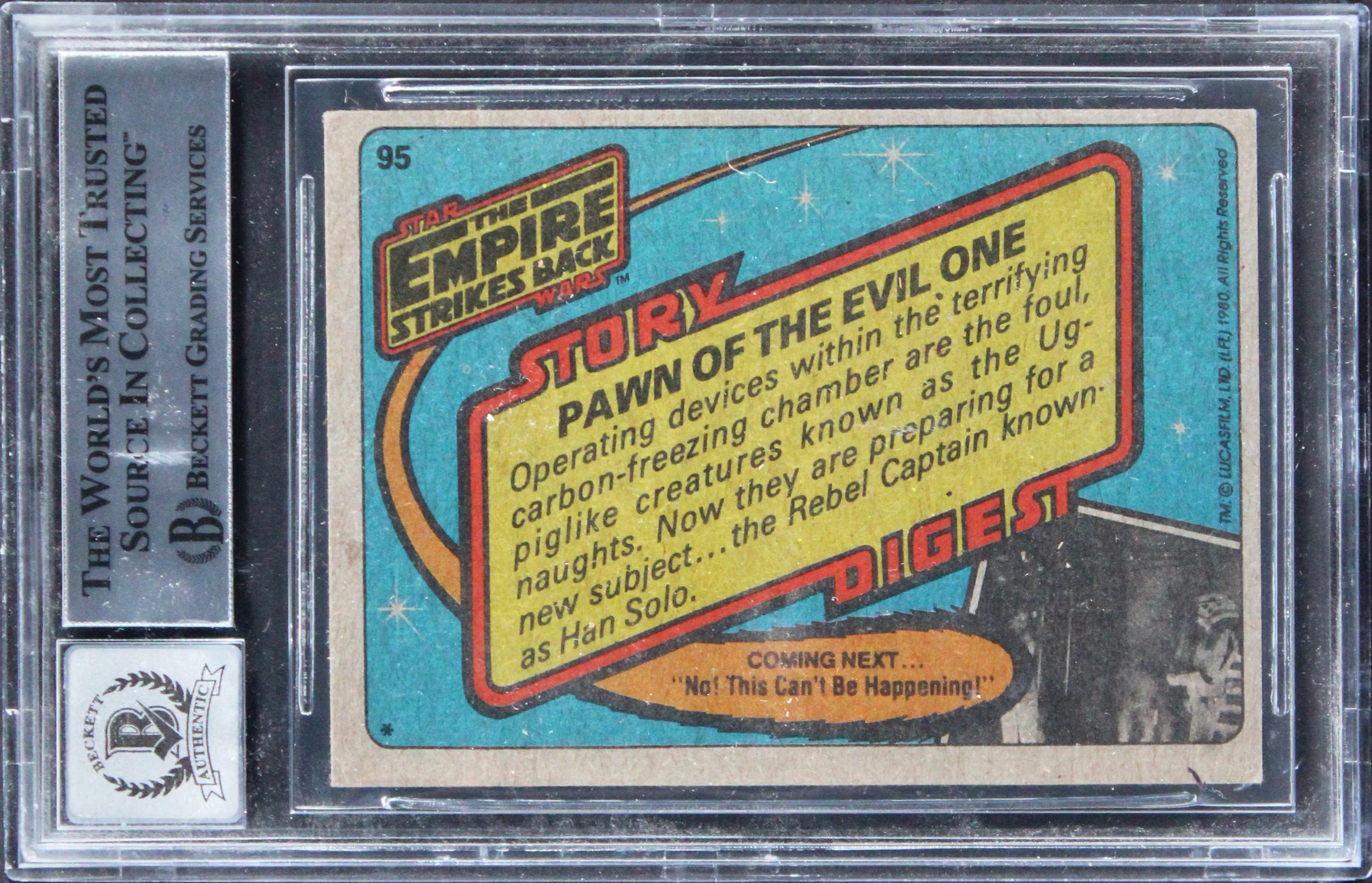 (3) Freeborn +2 Signed 1980 Star Wars ESB #95 Card Auto Grade 10! BAS Slabbed - Image 3