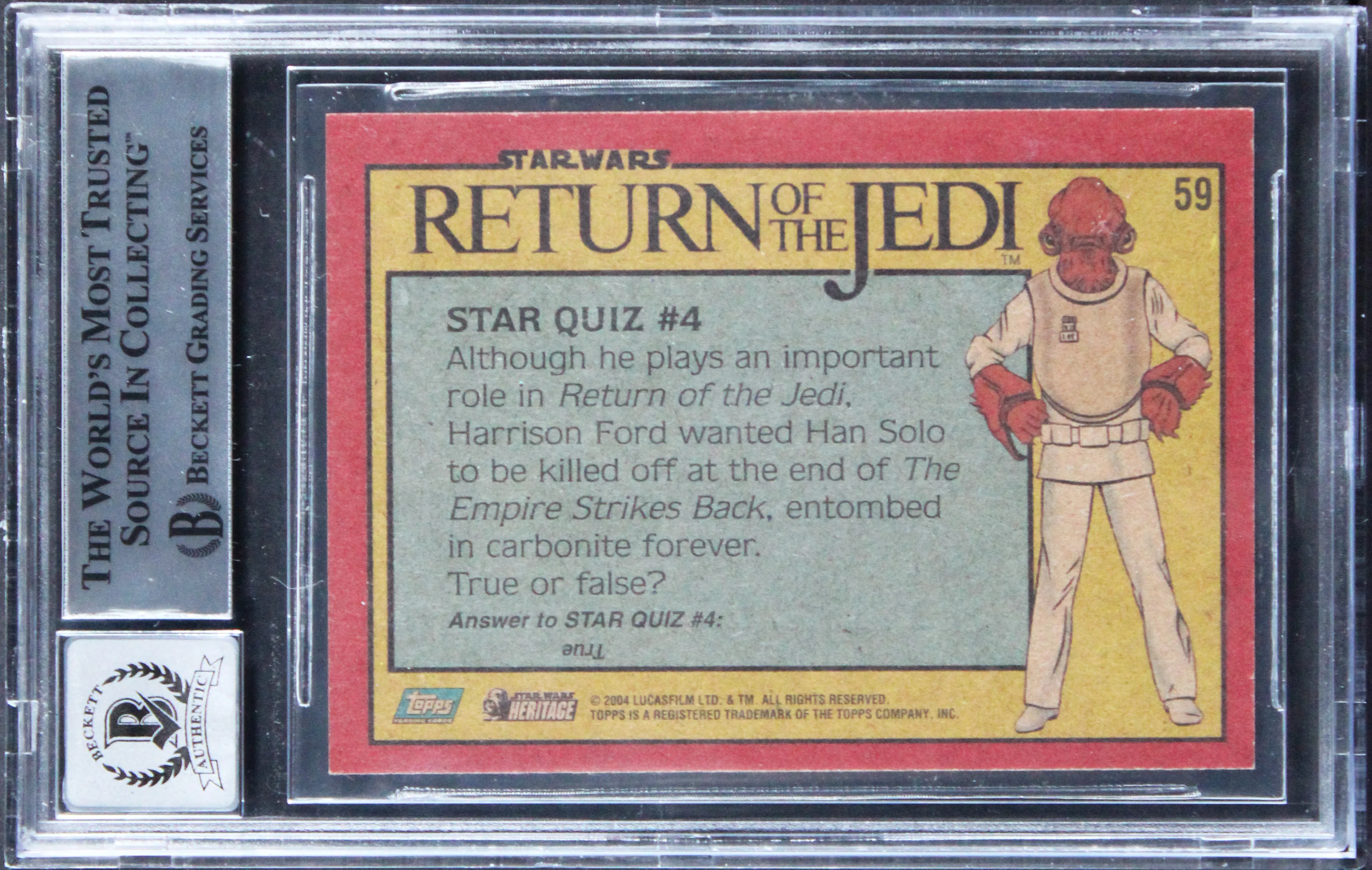 (3) Gilberti +2 Signed 2004 Star Wars Heritage #59 Card Auto Grade 10! BAS Slab - Image 3