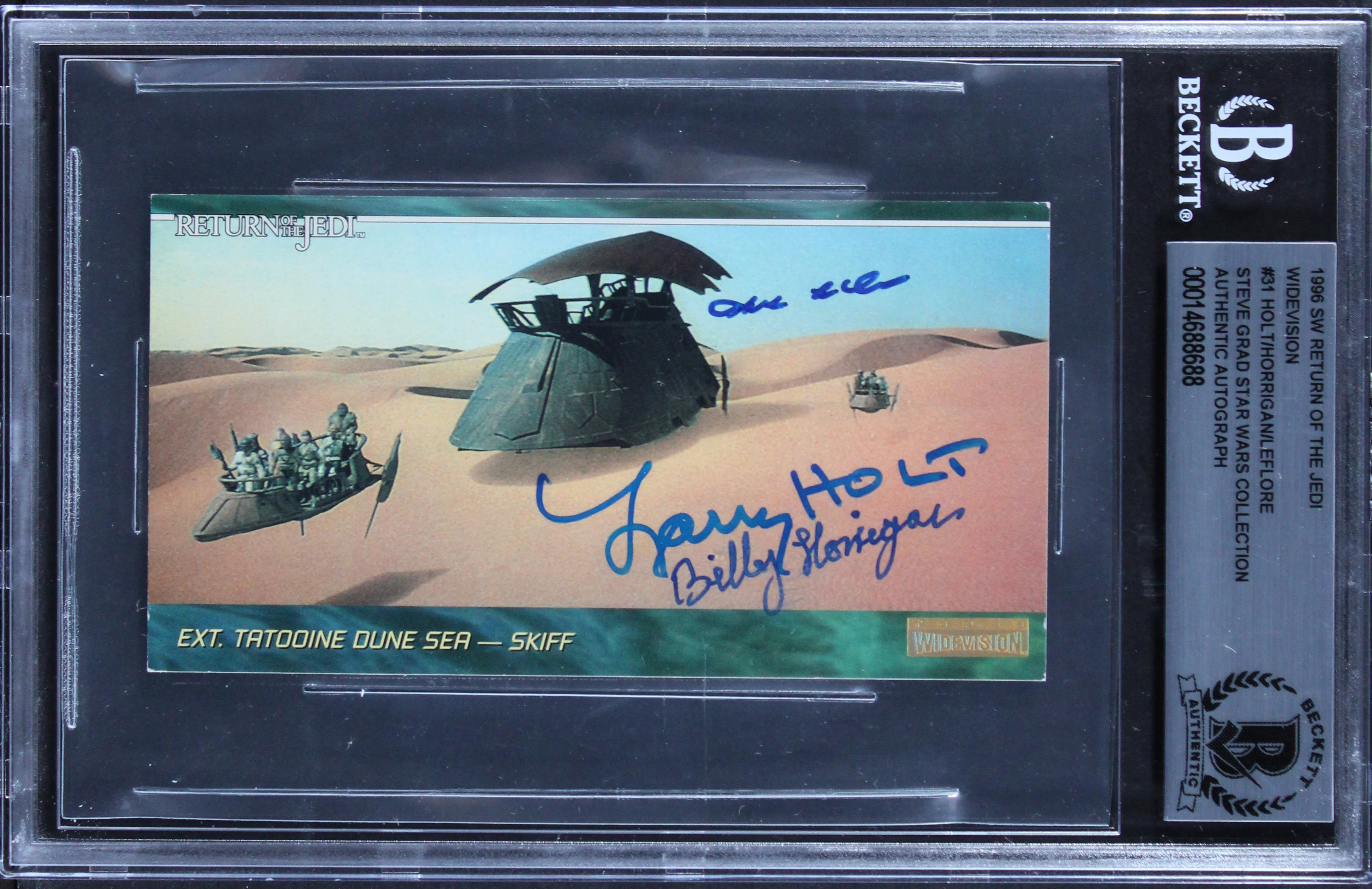 (3) Holt, Horrigan +1 Signed 1996 Star Wars ROTJ Widevision #31 Card BAS Slabbed - Image 2