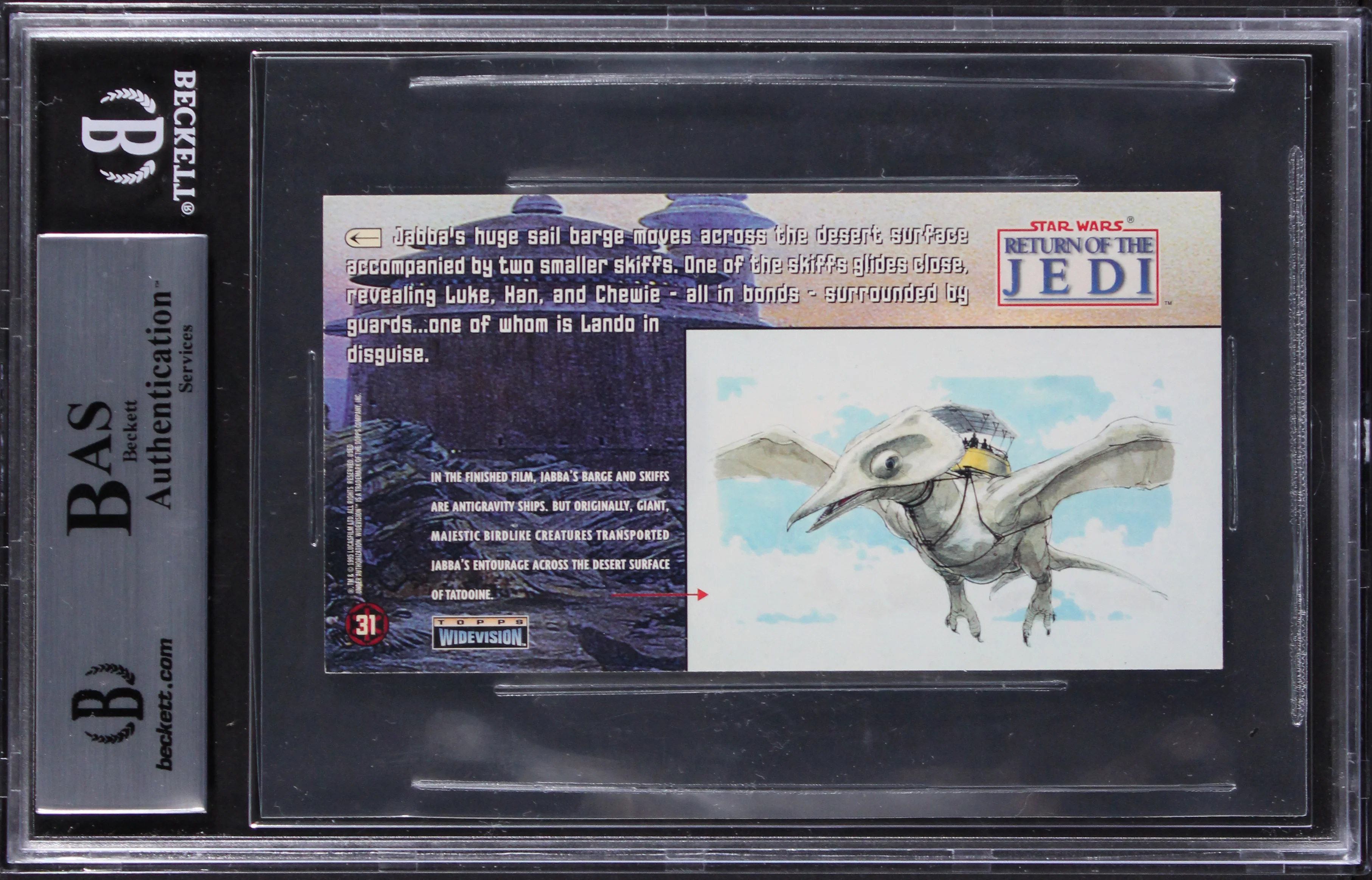 (3) Holt, Horrigan +1 Signed 1996 Star Wars ROTJ Widevision #31 Card BAS Slabbed - Image 3