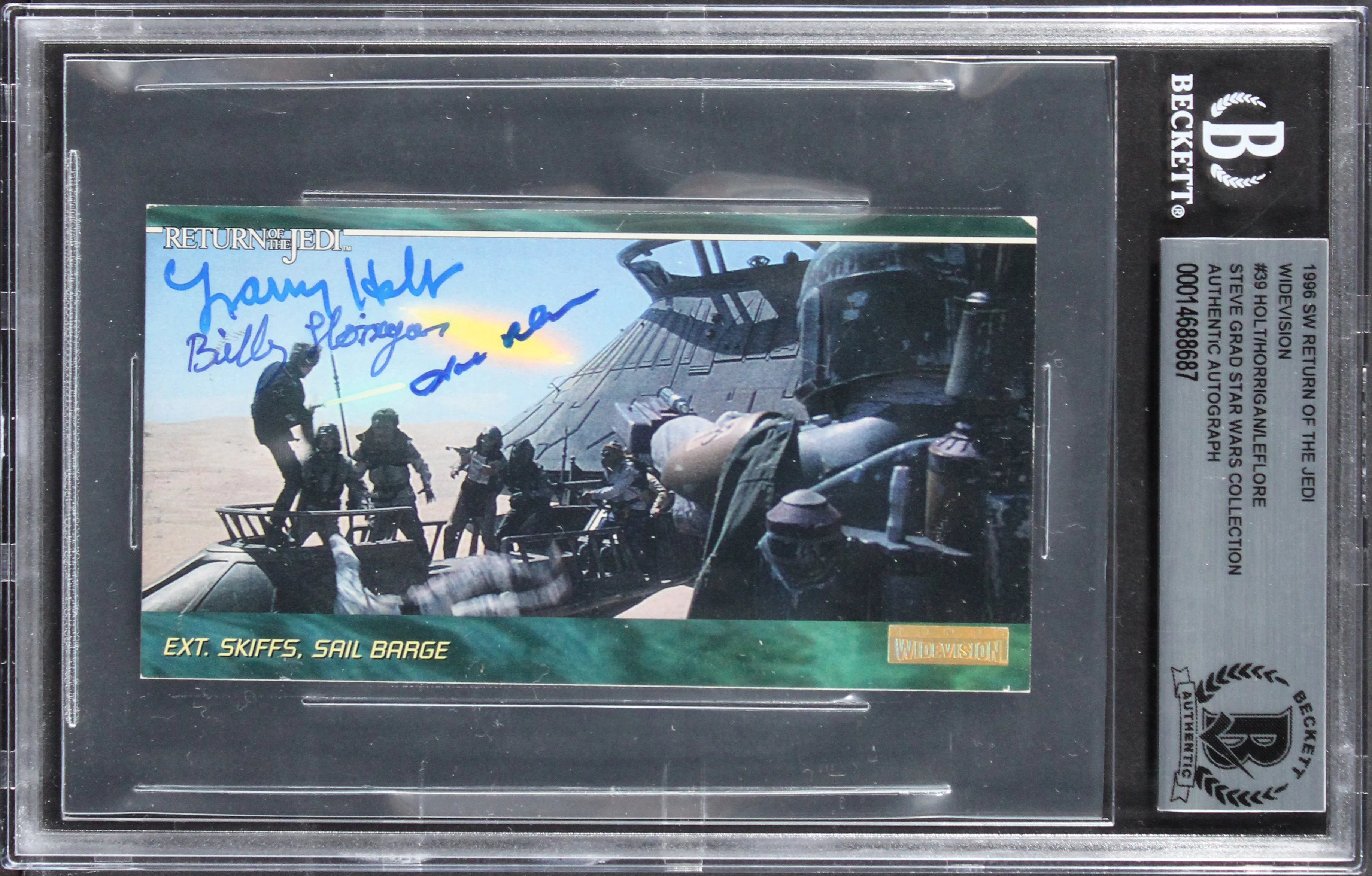 (3) Holt, Horrigan +1 Signed 1996 Star Wars ROTJ Widevision #39 Card BAS Slabbed - Image 2