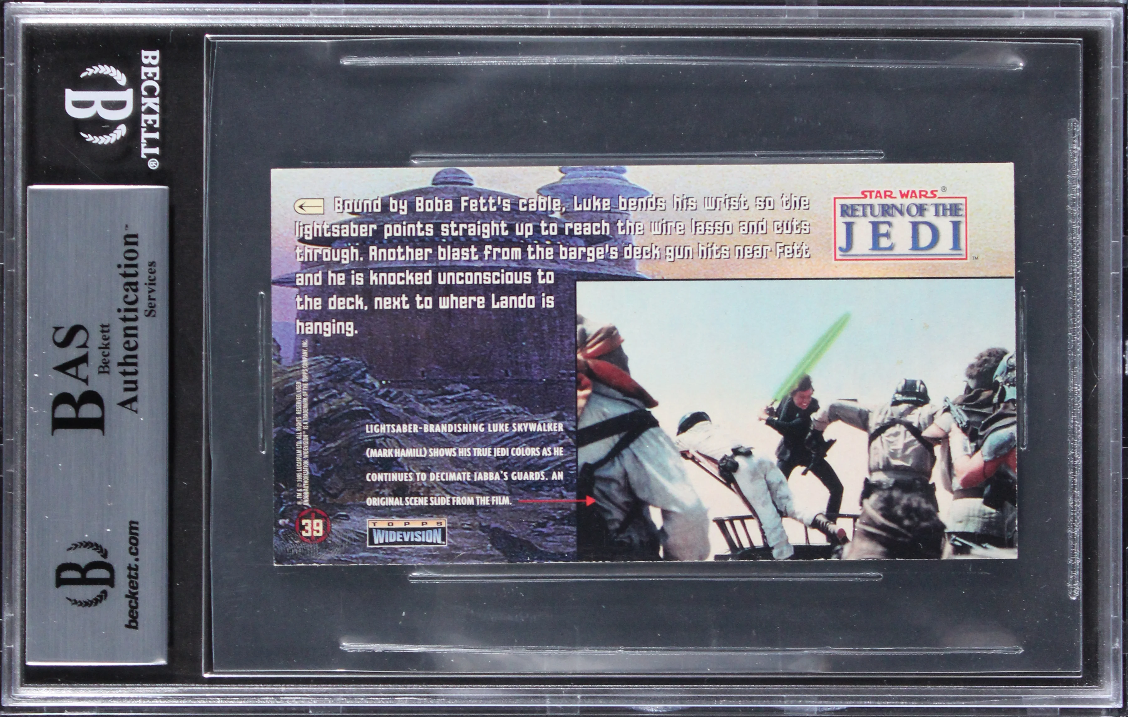 (3) Holt, Horrigan +1 Signed 1996 Star Wars ROTJ Widevision #39 Card BAS Slabbed - Image 3