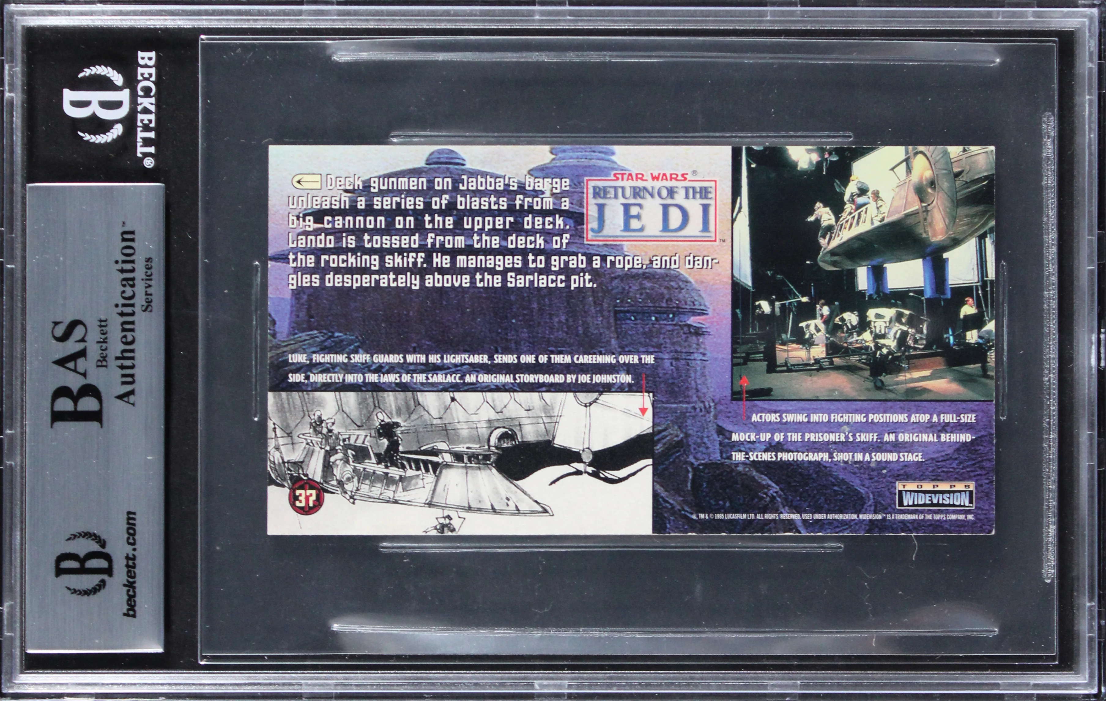 (3) Horrigan, Holt +1 Signed 1996 Star Wars ROTJ Widevision #37 Card BAS Slabbed - Image 3
