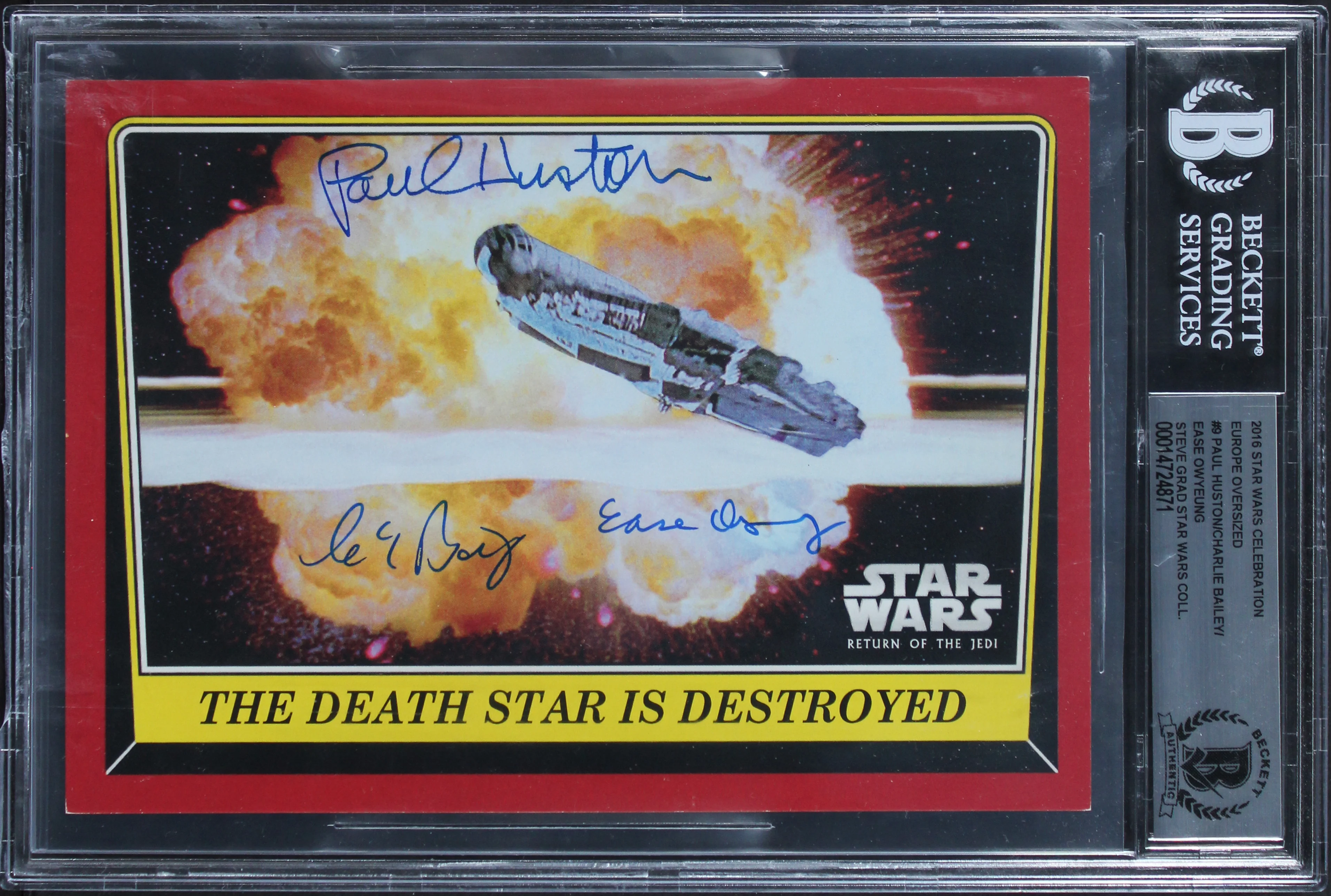 (3) Huston +3 Signed 2016 Star Wars Celebration Europe OVS #9 Card BAS Slabbed