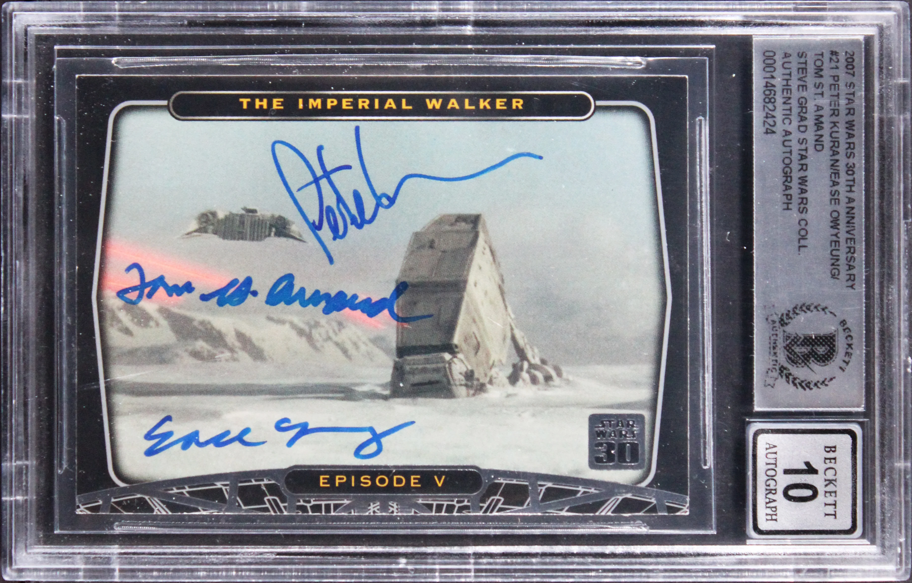 (3) Kuran +2 Signed 2007 Star Wars 30th Anniversary #21 Card Auto 10! BAS Slab - Image 2