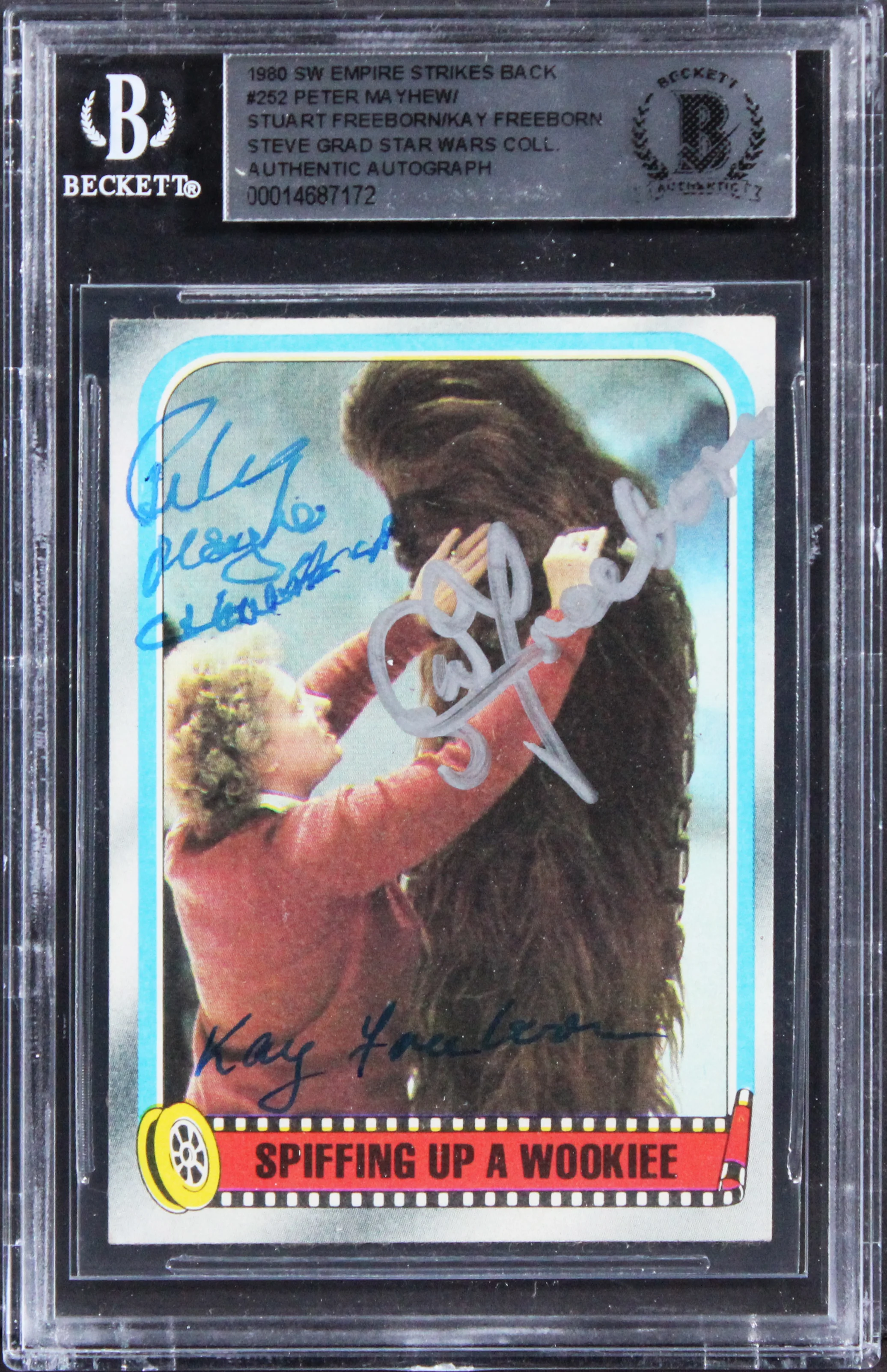 (3) Peter Mayhew, Freeborn +1 Signed 1980 Star Wars ESB #252 Card BAS Slabbed - Image 2