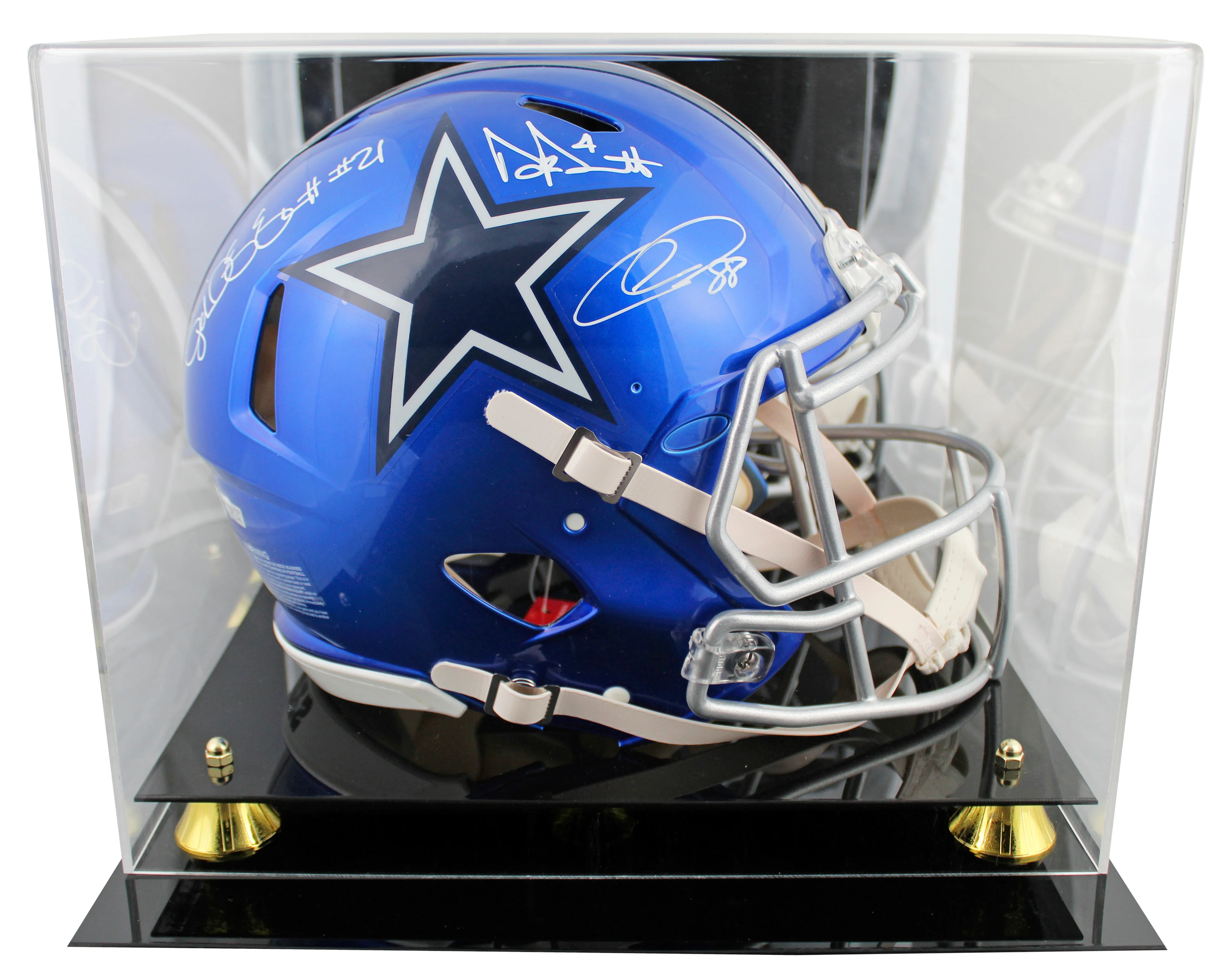 (3) Prescott, Elliott, Lamb Signed Flash F/S Speed Proline Helmet W/ Case BAS W