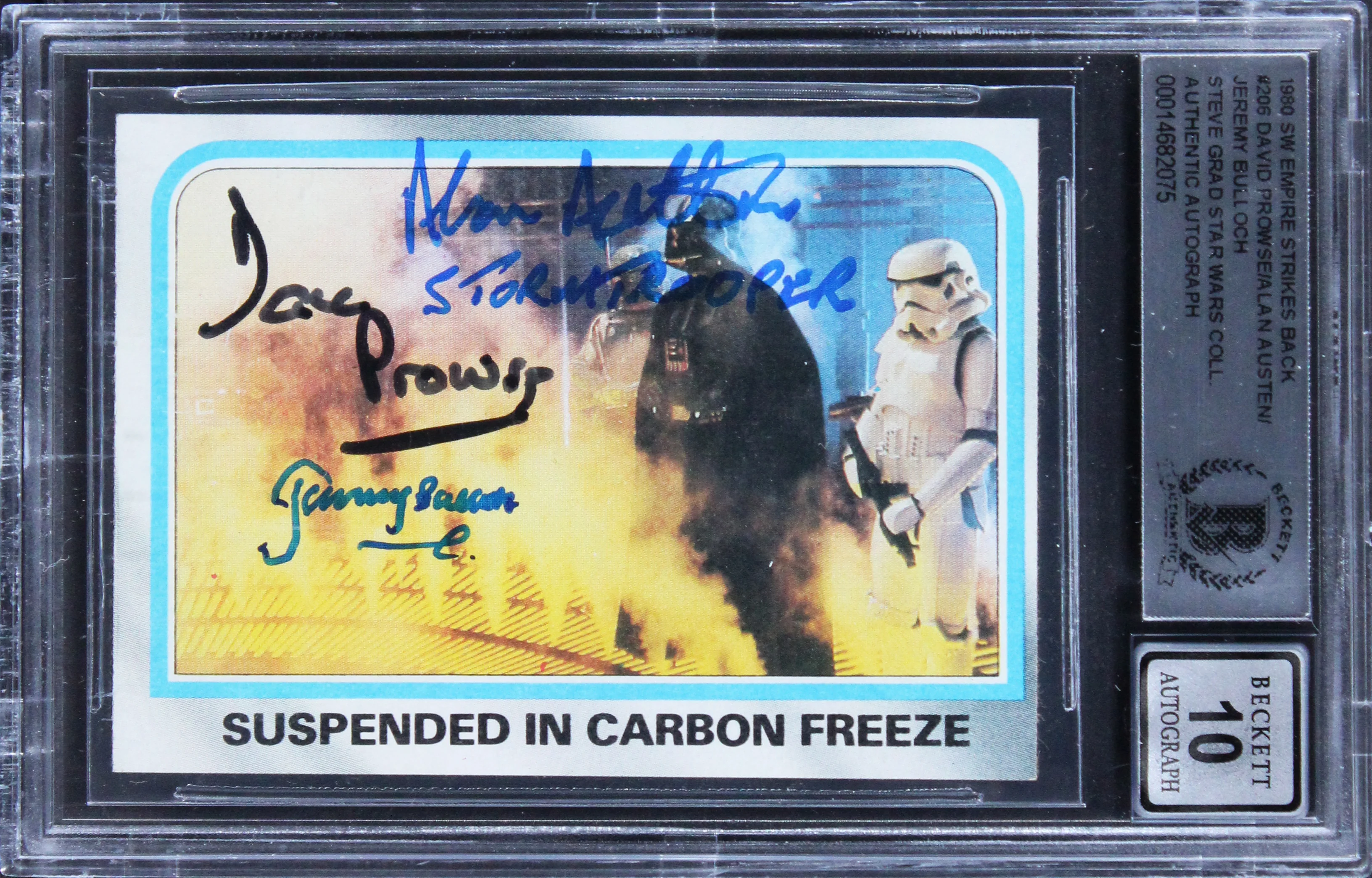 (3) Prowse, Bulloch +1 Signed 1980 Star Wars ESB #206 Card Auto 10! BAS Slabbed - Image 2