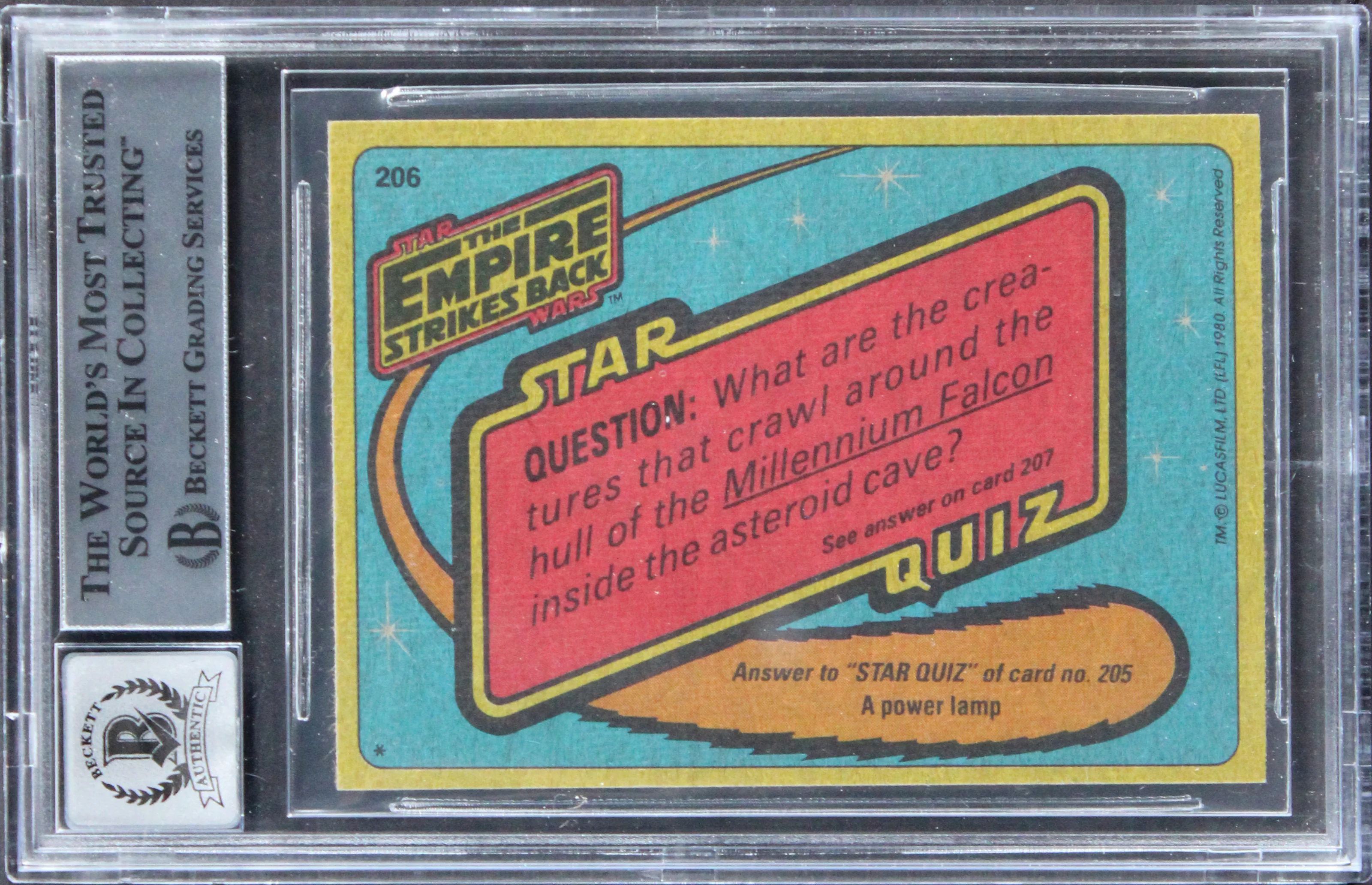 (3) Prowse, Bulloch +1 Signed 1980 Star Wars ESB #206 Card Auto 10! BAS Slabbed - Image 3