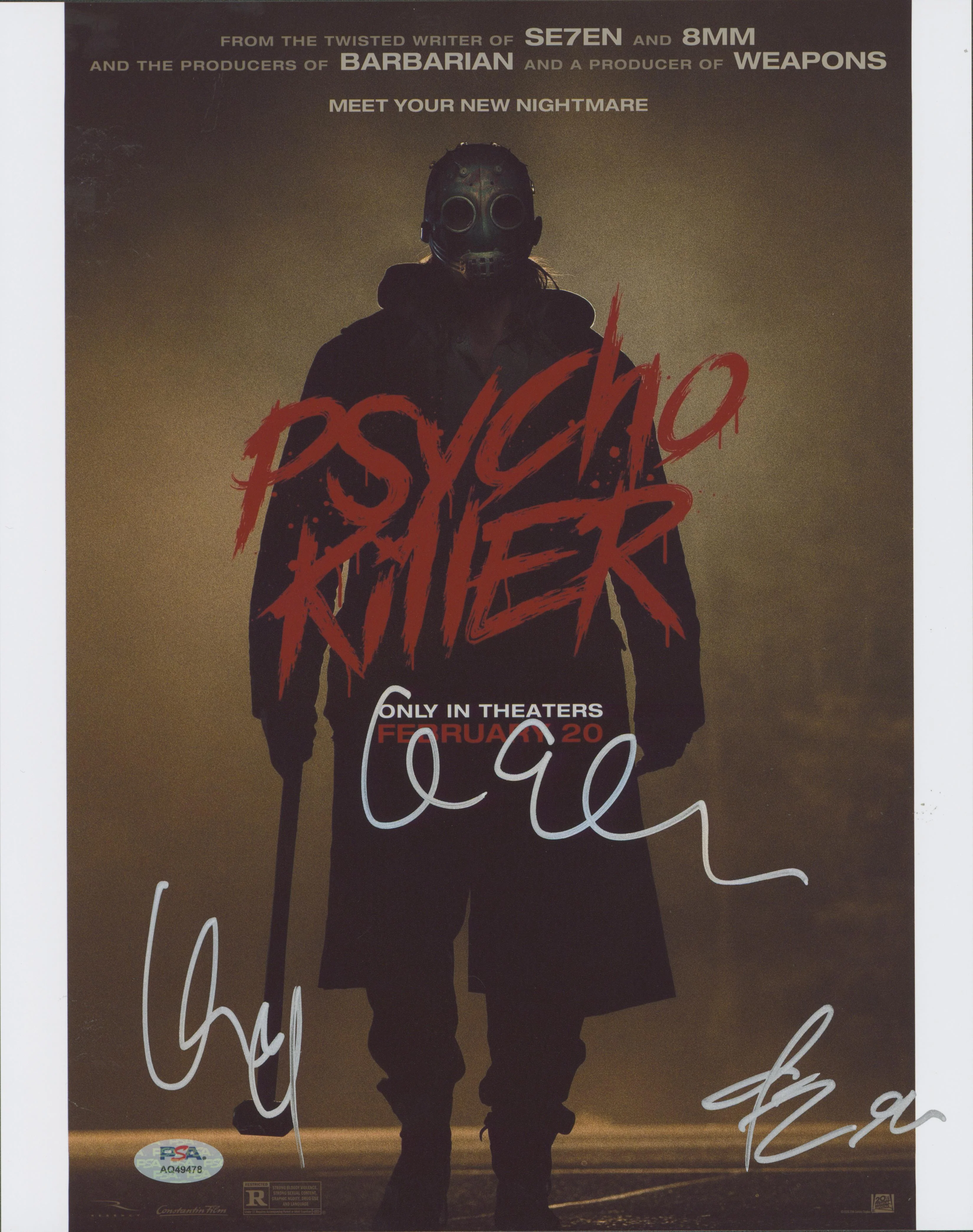 (3) Rogers, Campbell, Walker Psycho Killer Signed 11x14 Photo PSA/DNA #AQ49478 - Image 2