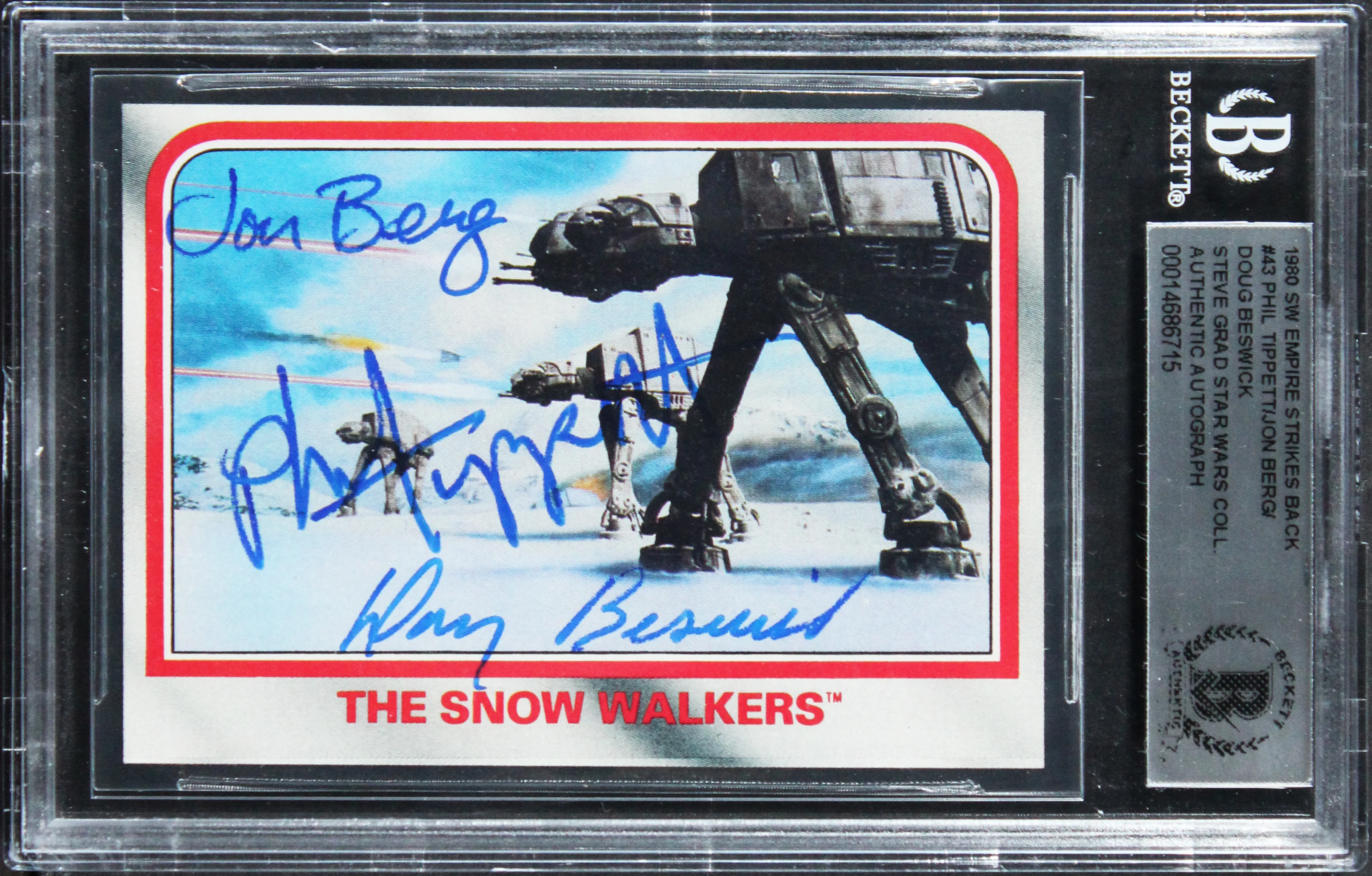 (3) Tippett +2 Signed 1980 Star Wars Empire Strikes Back #43 Card BAS Slabbed - Image 2