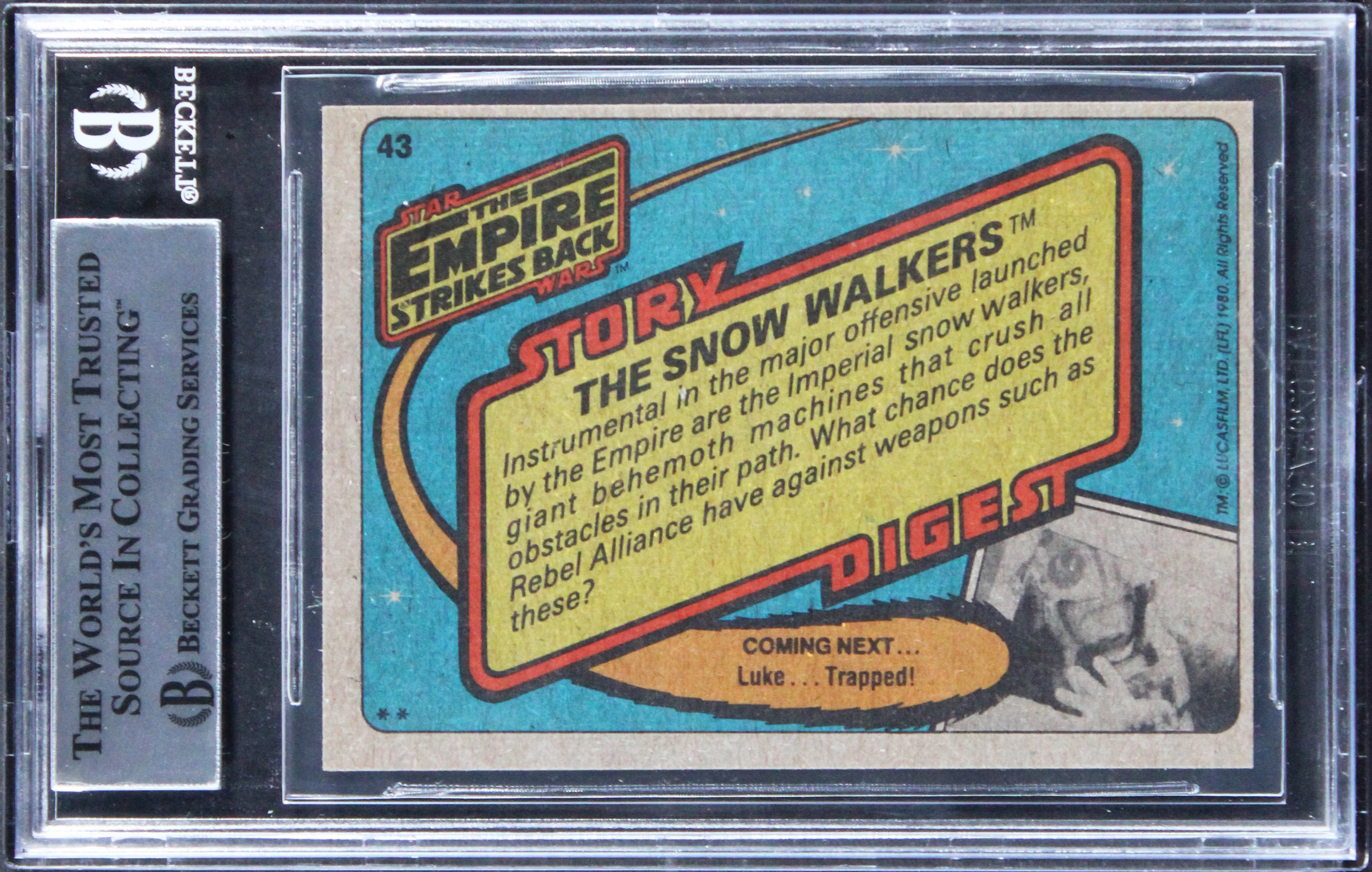 (3) Tippett +2 Signed 1980 Star Wars Empire Strikes Back #43 Card BAS Slabbed - Image 3