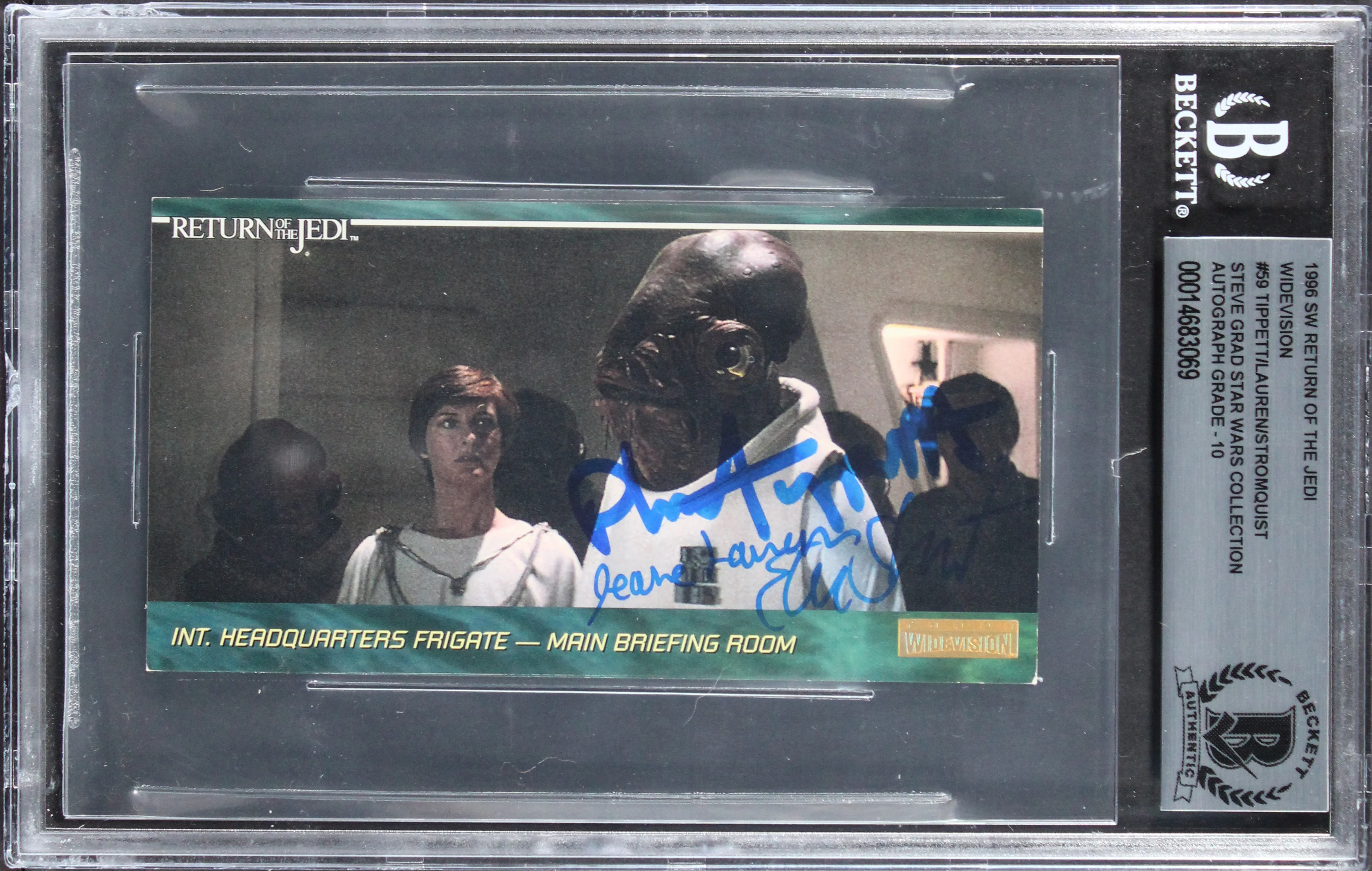 (3) Tippett +2 Signed 1995 Star Wars ROTJ Widevision #59 Card Auto 10! BAS Slab