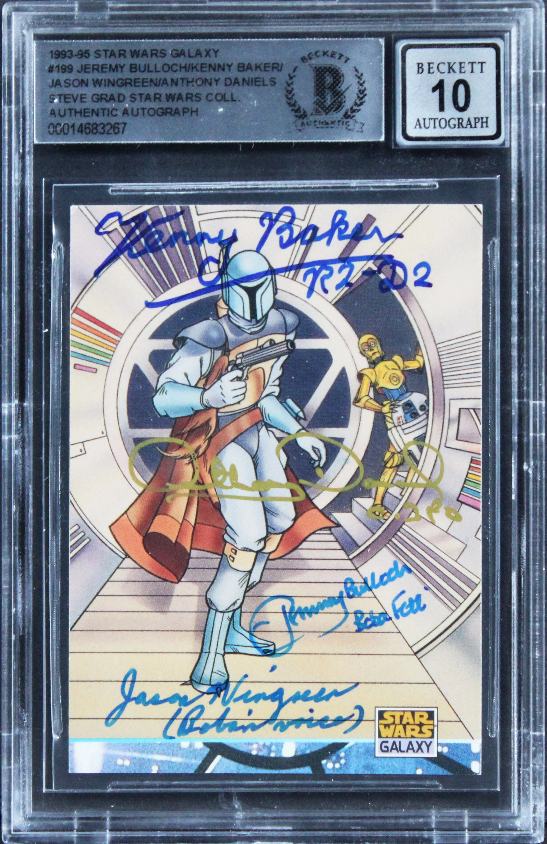 (4) Baker, Daniels +2 Signed 1993 Star Wars Galaxy #199 Card Auto 10! BAS Slab - Image 2