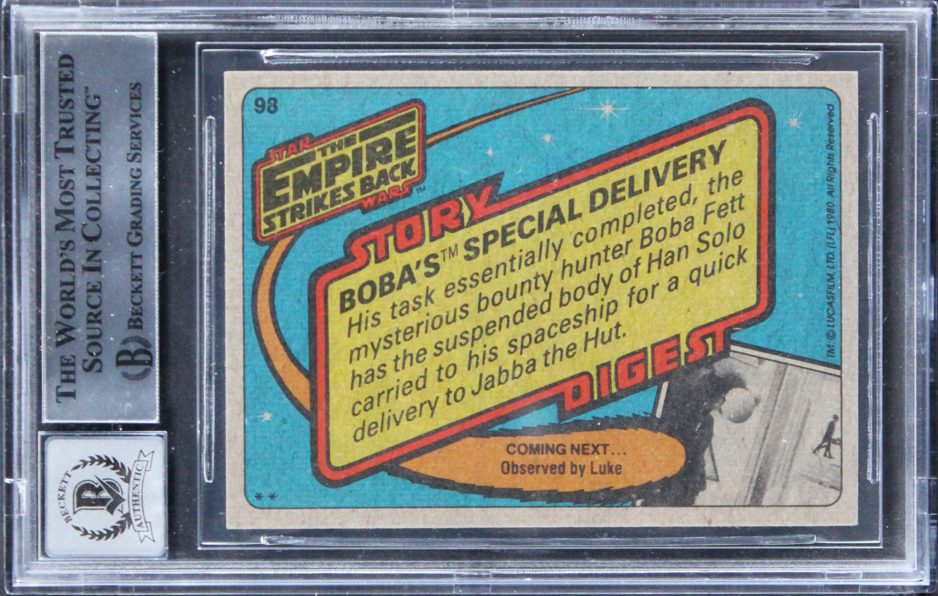 (4) Bulloch +3 "2x Insc" Signed 1980 Star Wars ESB #98 Card Auto 10! BAS Slabbed - Image 3
