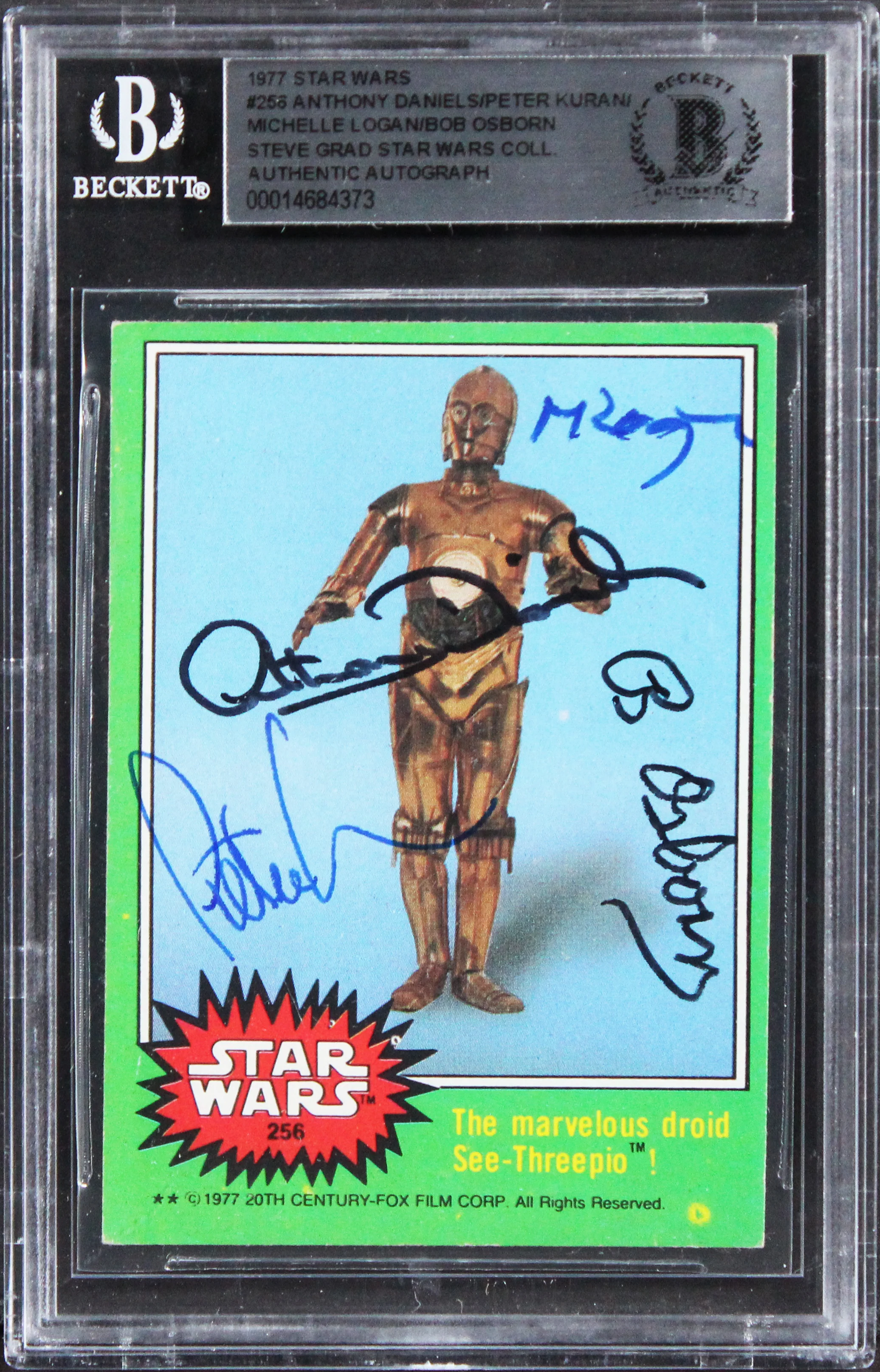 (4) Daniels, Kuran, Logan & Osborn Signed 1977 Star Wars #256 Card BAS Slabbed - Image 2