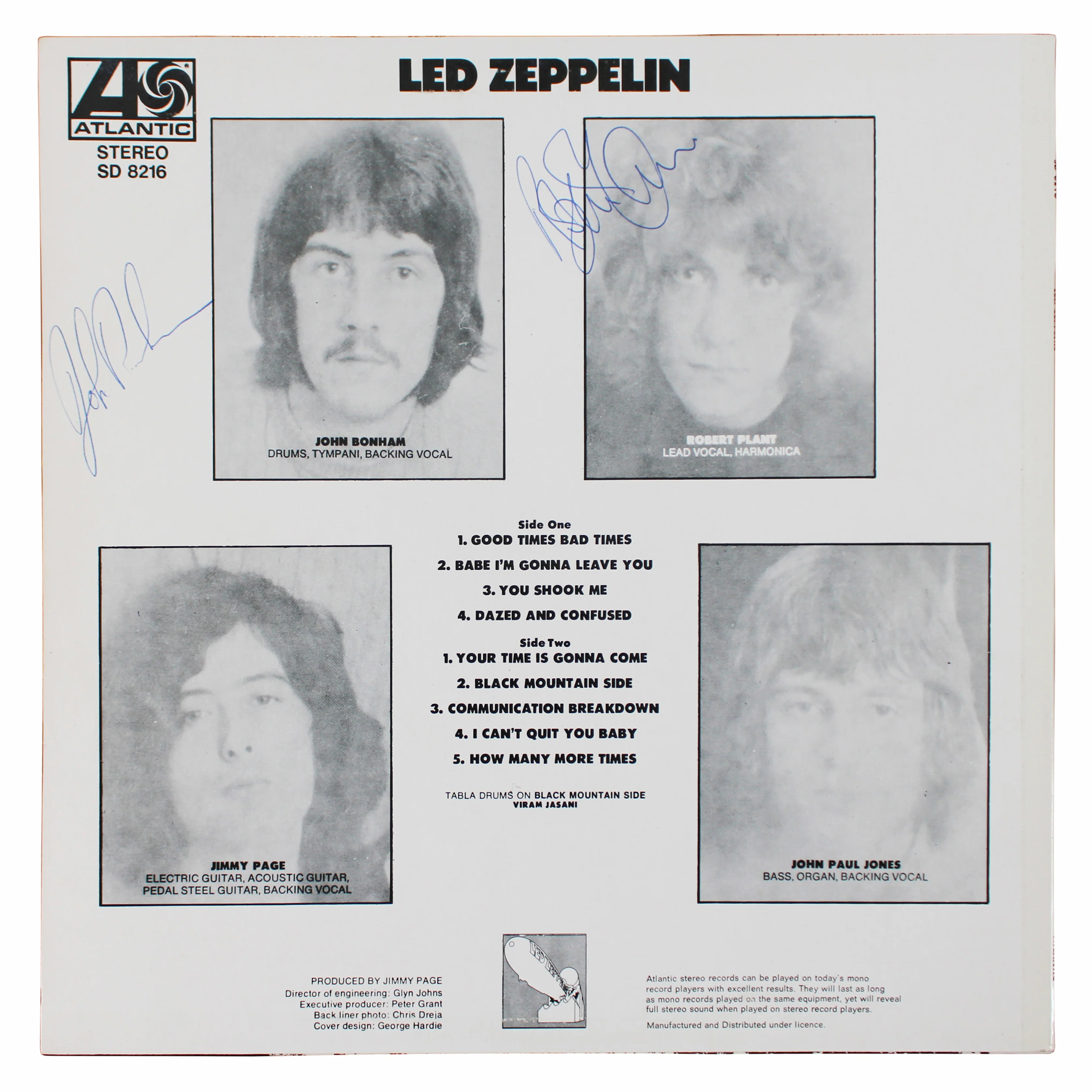 (4) Page, Plant, Bonham & Jones Signed Led Zepplin I Album Cover w Vinyl BAS JSA - Image 5