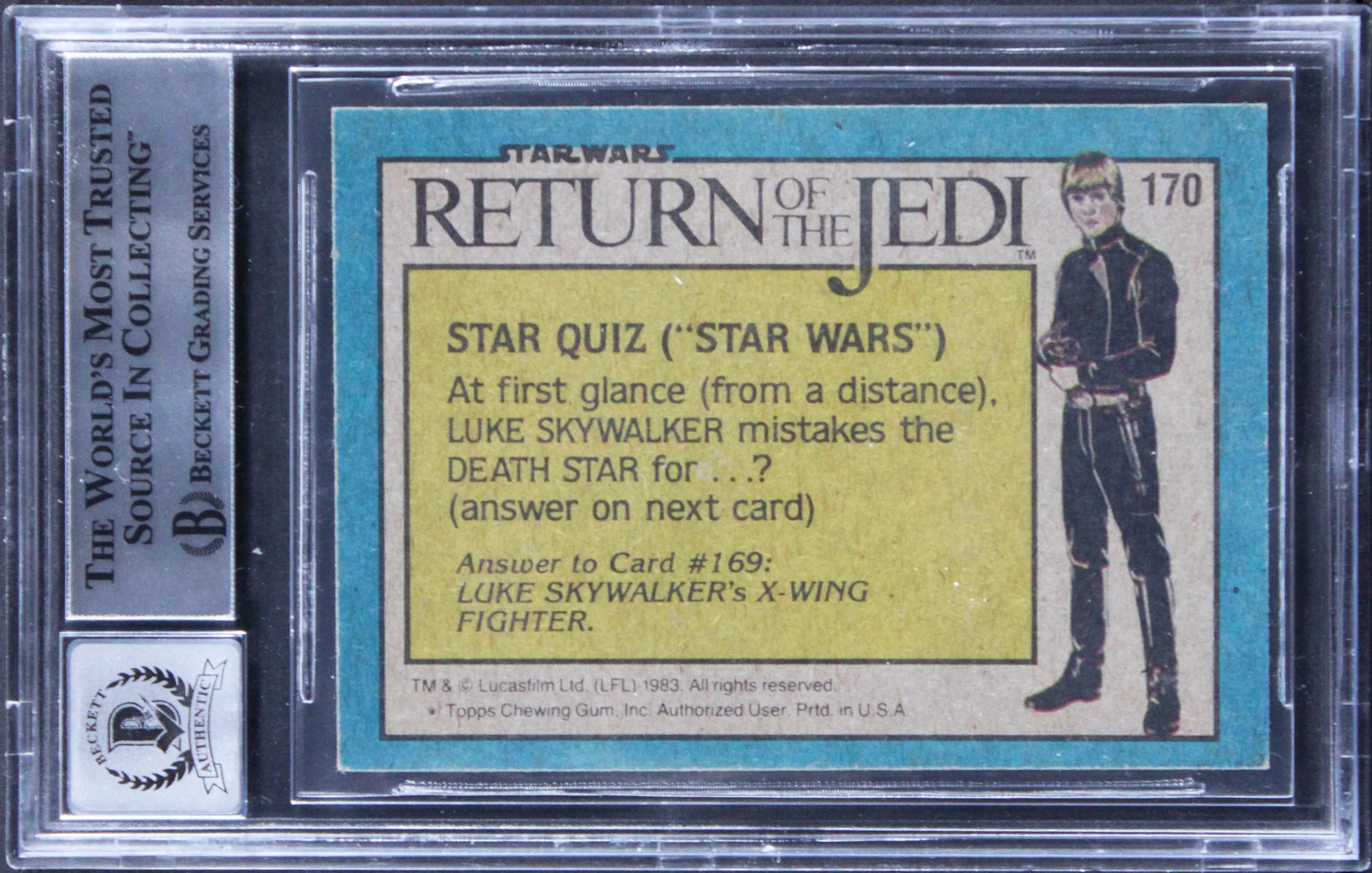 (4) Williamson +3 Signed 1983 Star Wars ROTJ #170 Card Auto Grade 10! BAS Slab - Image 3